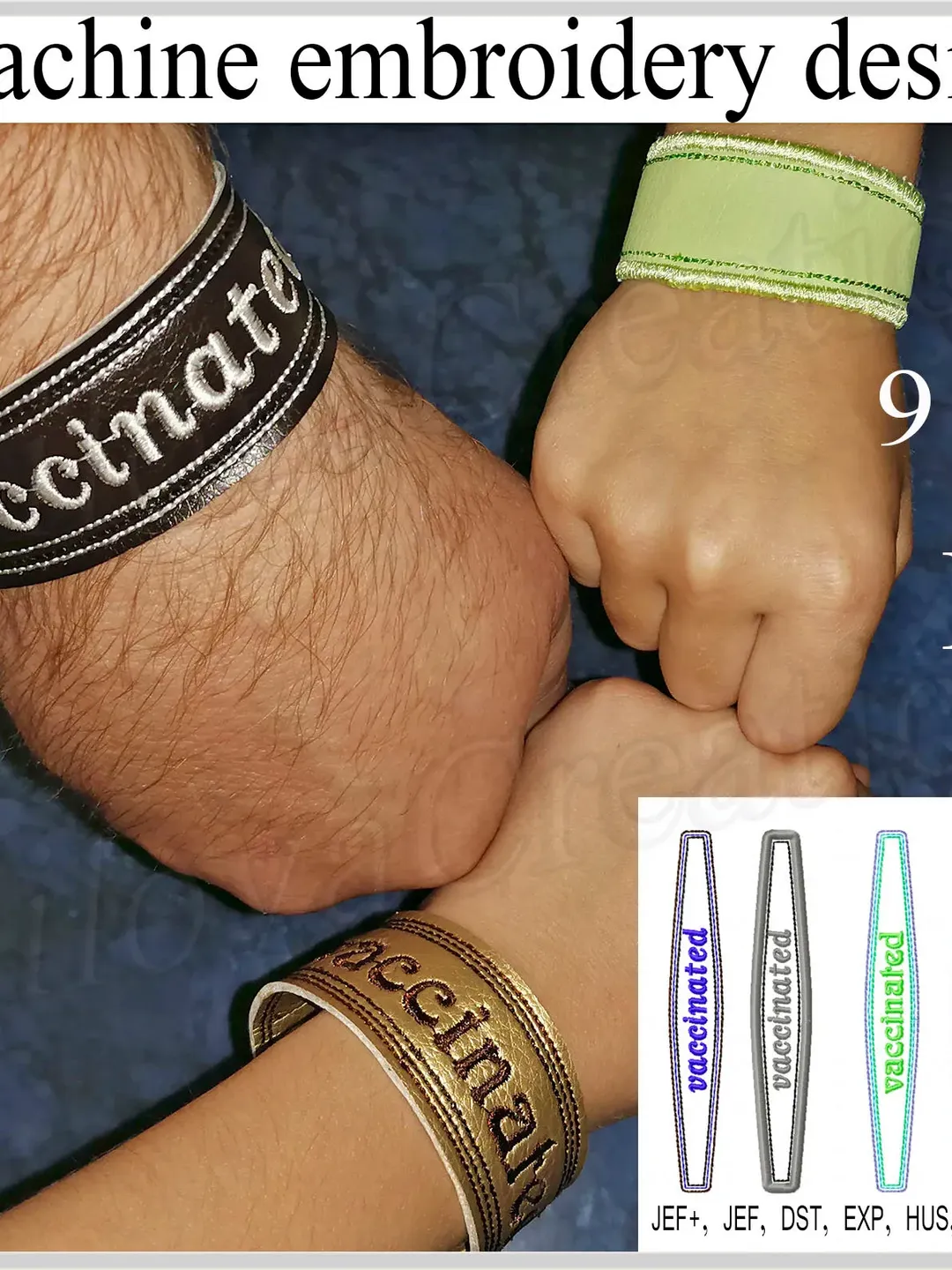 In the hoop bracelet embroidery designs Vaccinated embroidery design