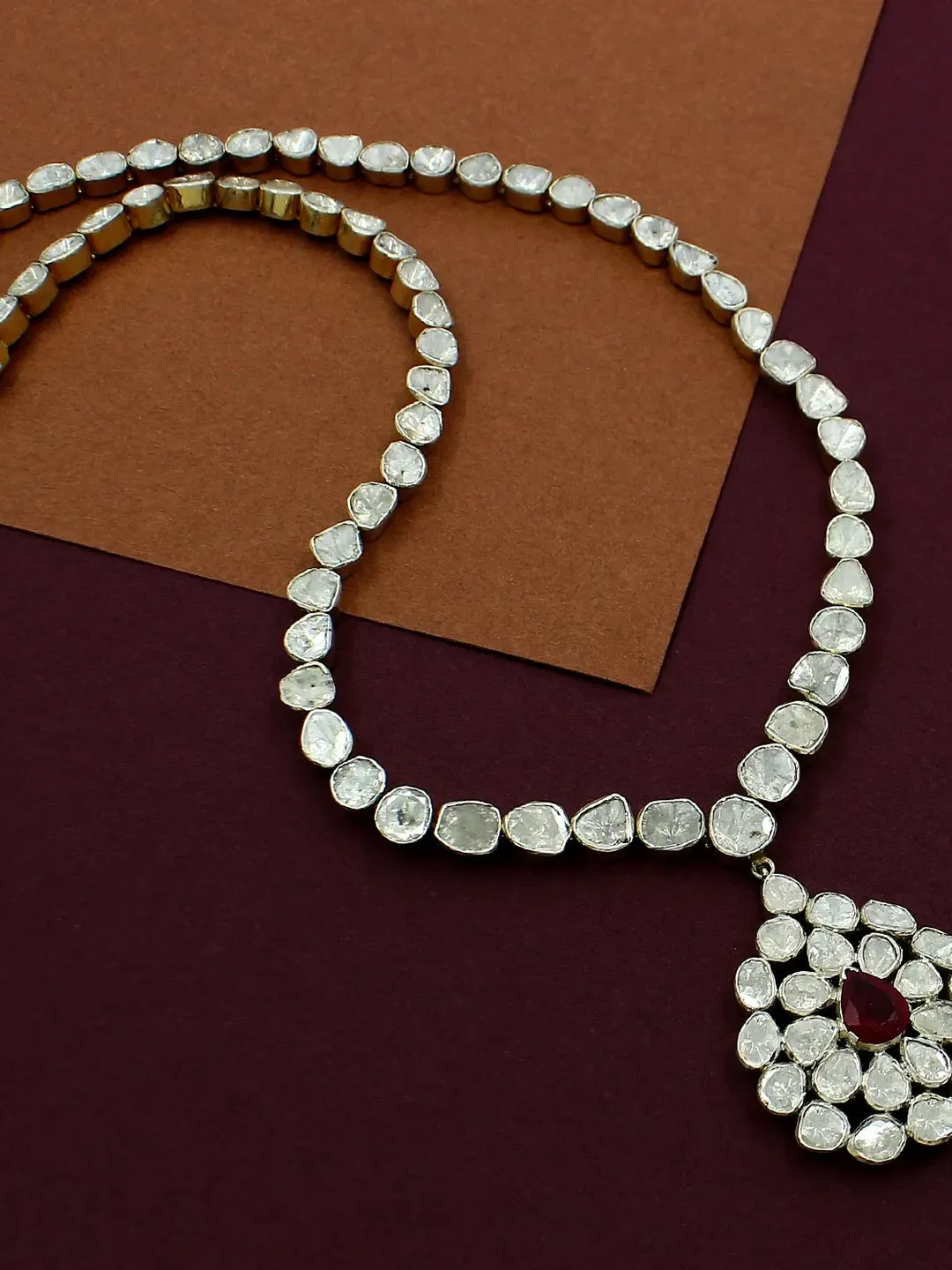 Natural Ruby Necklace, Uncut Polki Necklace, Diamond Necklace, Choker Necklace, Polki Jewelry, Polki Necklace, Wedding Anniversary Necklace