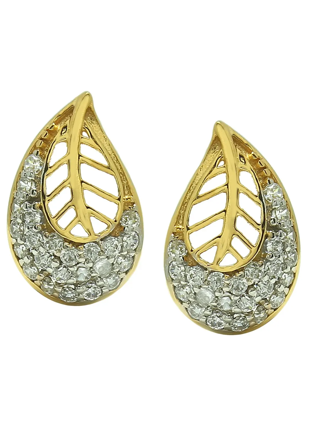 Art Deco Earrings, Pave Moissanite Earrings, Sterling Silver Stud, Leaf Shape Studs, Bridal Jewelry, Screw Back Earrings, Pave Earrings