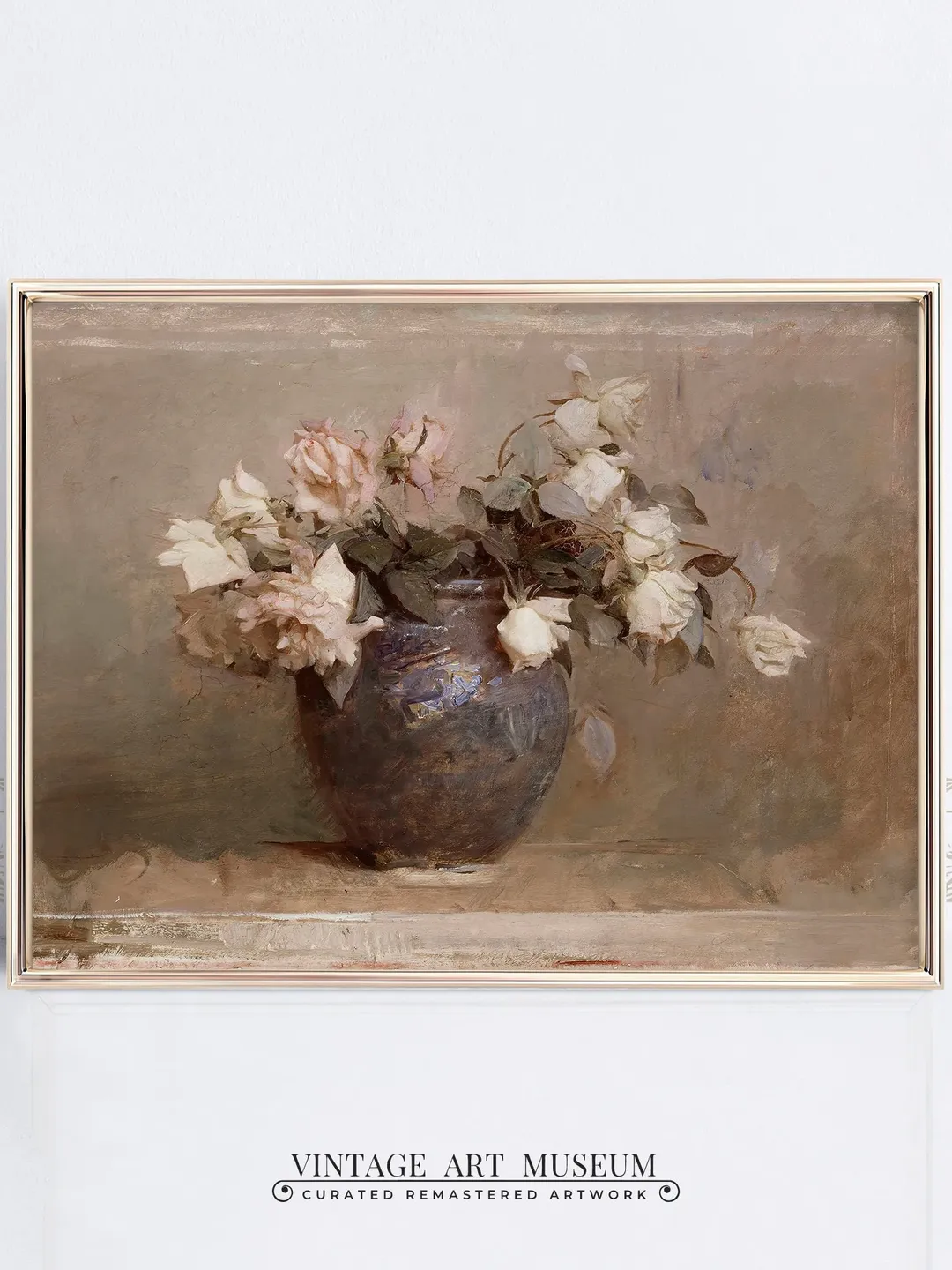 Dark Vintage Pink Peonies Art Print, Moody Floral Still Life Oil ...