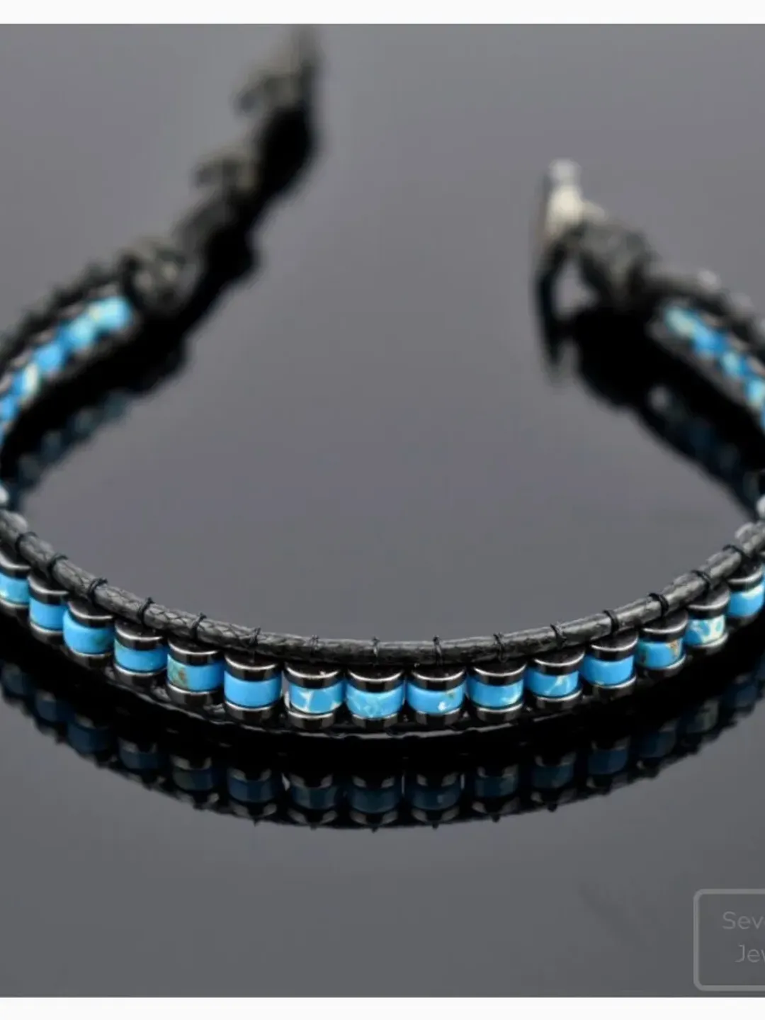 Blue Variscite Bracelet, Slim Authentic Bracelet, Gifts For Men, Gifts For Women, Special Design Wristlet, Blue Accessory, Stone Jewellery