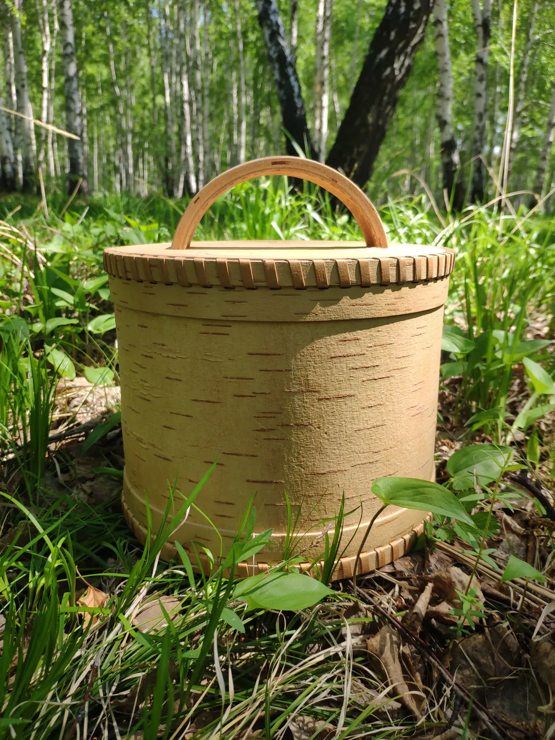 Birch bark box, wood box