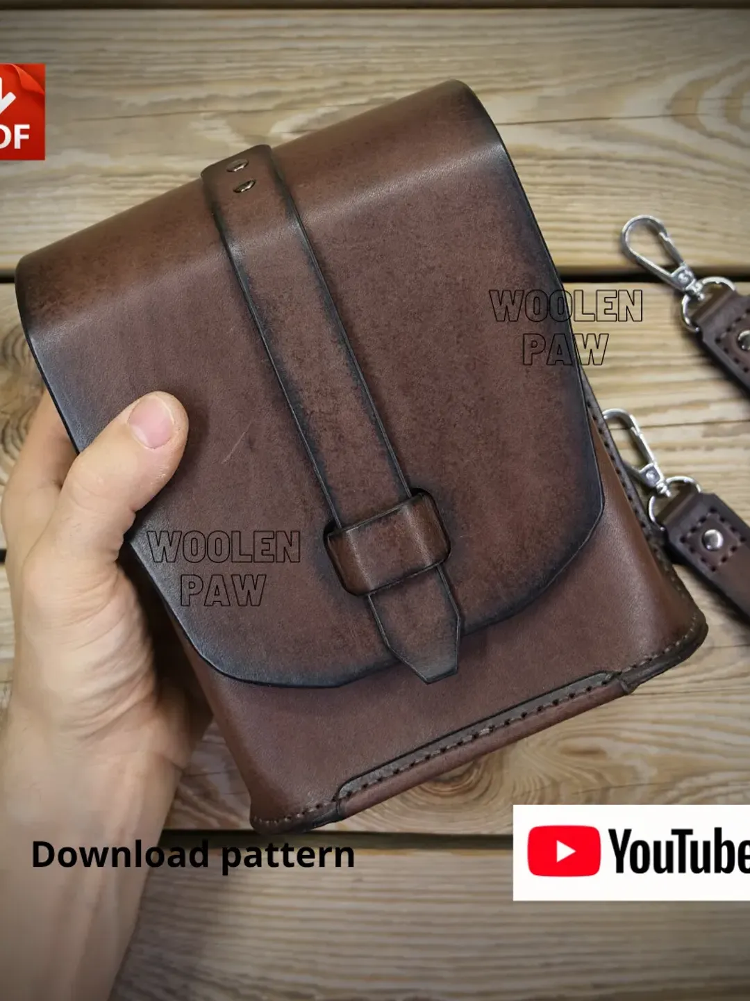 PDF download template to make a leather belt pouch! BG-9