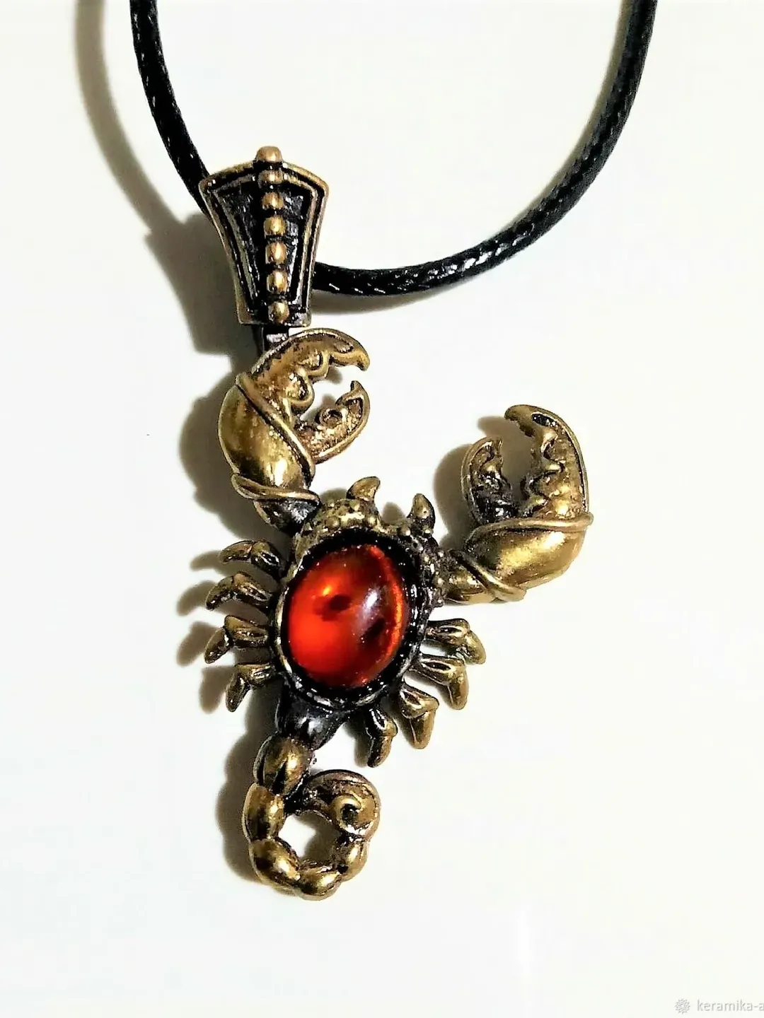 Scorpio Zodiac Necklace Scorpion Pendant Gold Brass Amber Pendant Scorpio Jewelry gift Men Women Amulet necklace