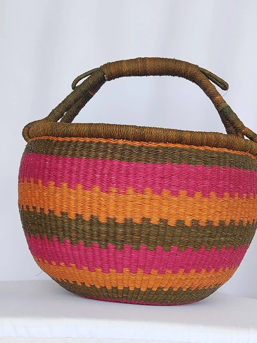 Large Woven Basket, Family Gift Basket, Bolga Market Basket, Picnic Basket,  Fruit Basket, Straw Bag, Personalized Easter Basket