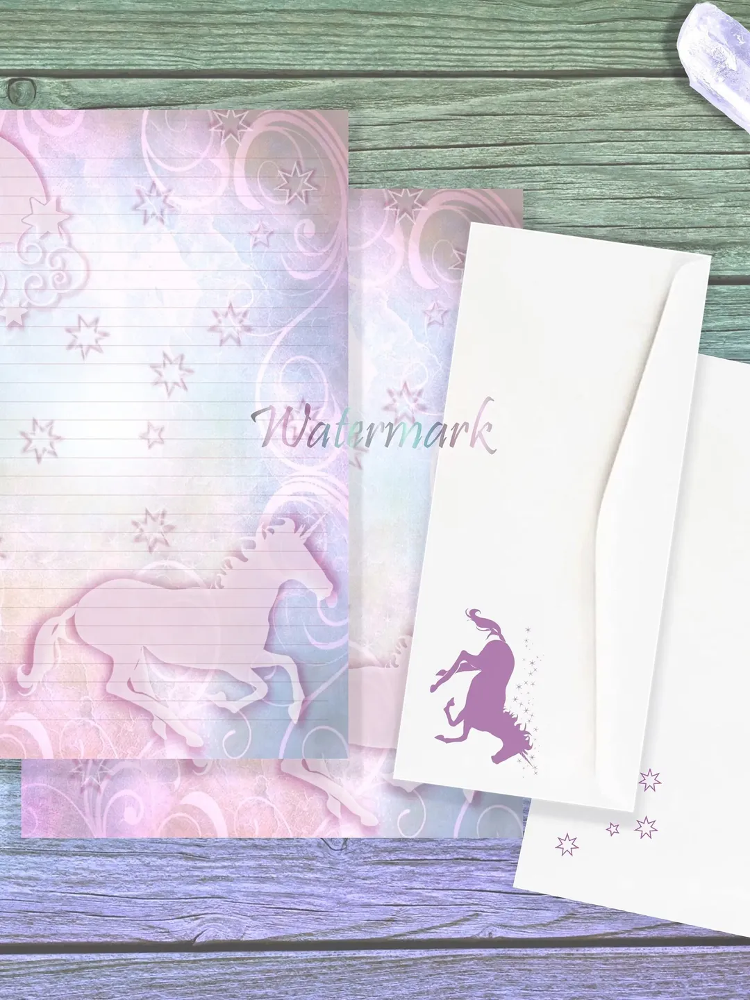 Unicorn Moon Writing Paper | Fantasy Stationery Set | Unicorn Letter Paper | Unicorn Journal Page | Moon Stationery | Moon Paper Set
