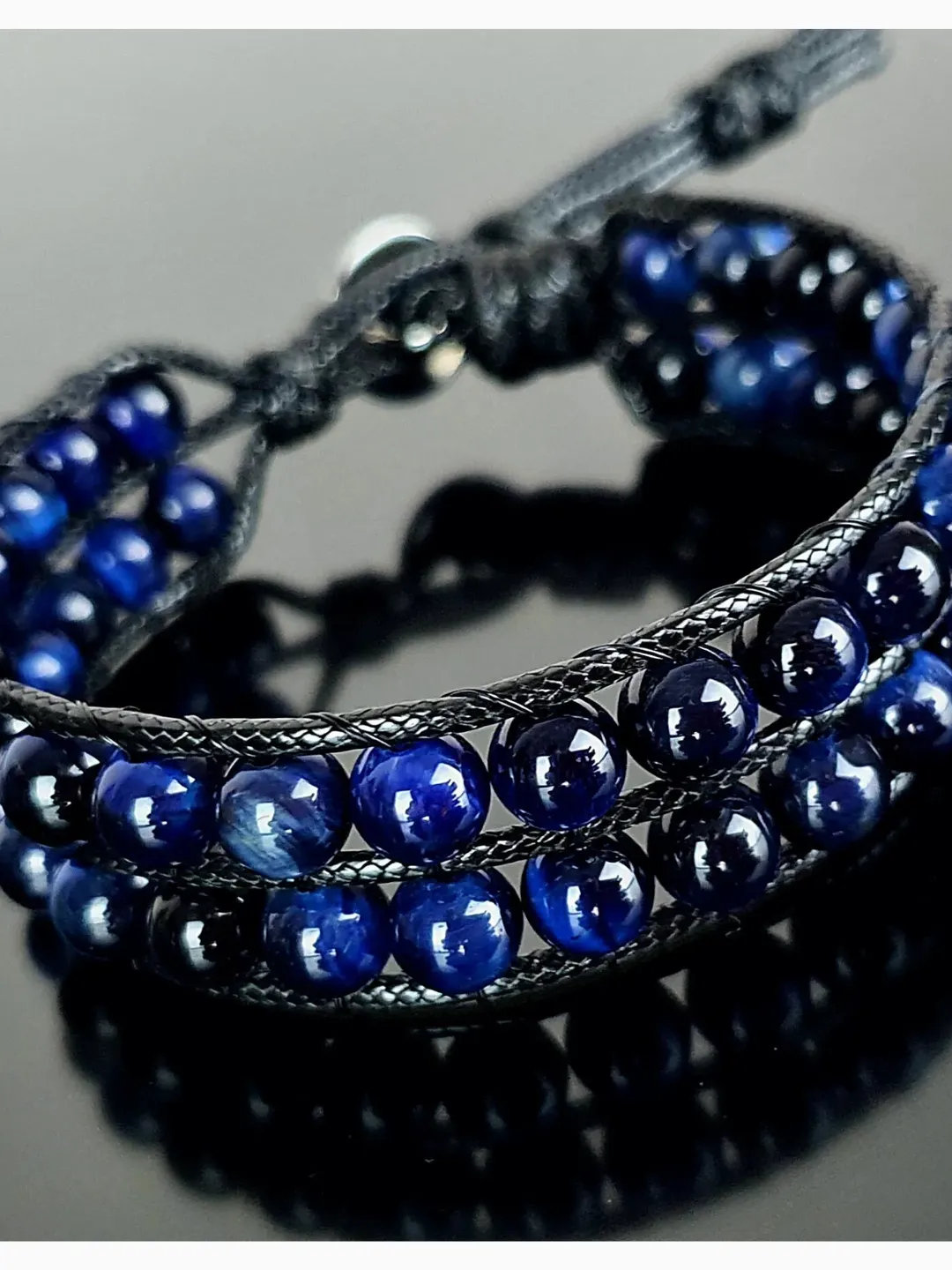 Genuine Navy Tiger's Eye  Bohemian Bracelet, Blue Tigers Eye Wristlet, Different Design Accessory, Tiger Eye Stone, Special Day Gift For Men