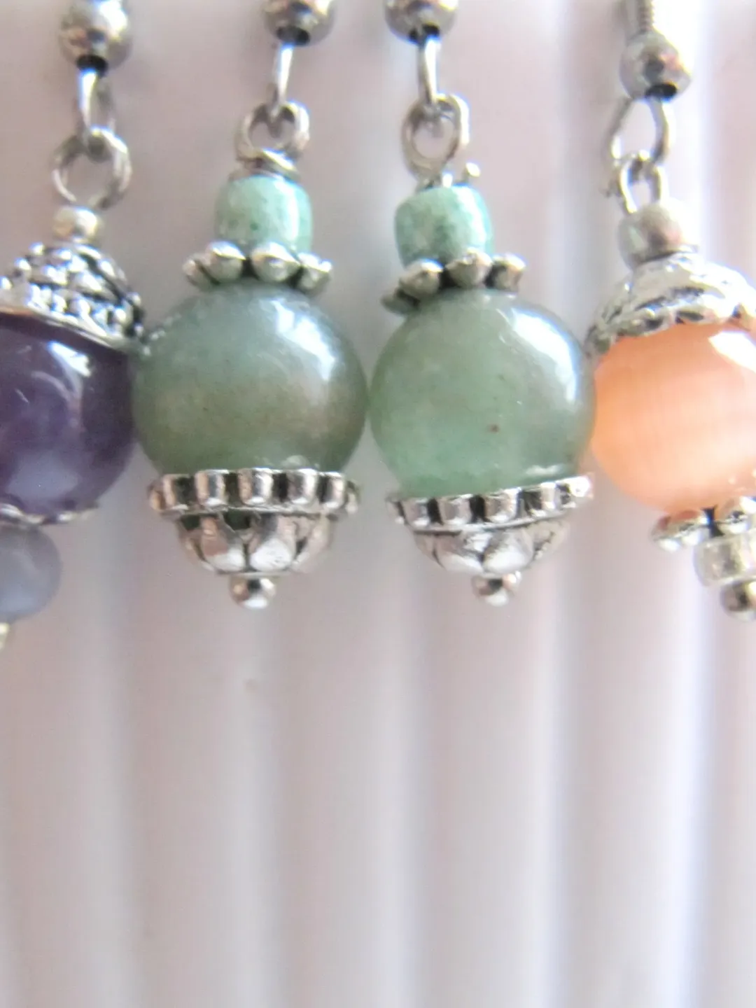 Aventurine Natural stone earrings, natural pearls earrings, Aventurine cat's eye lepidolite earrings boho hippie stile, natur stone jewelry