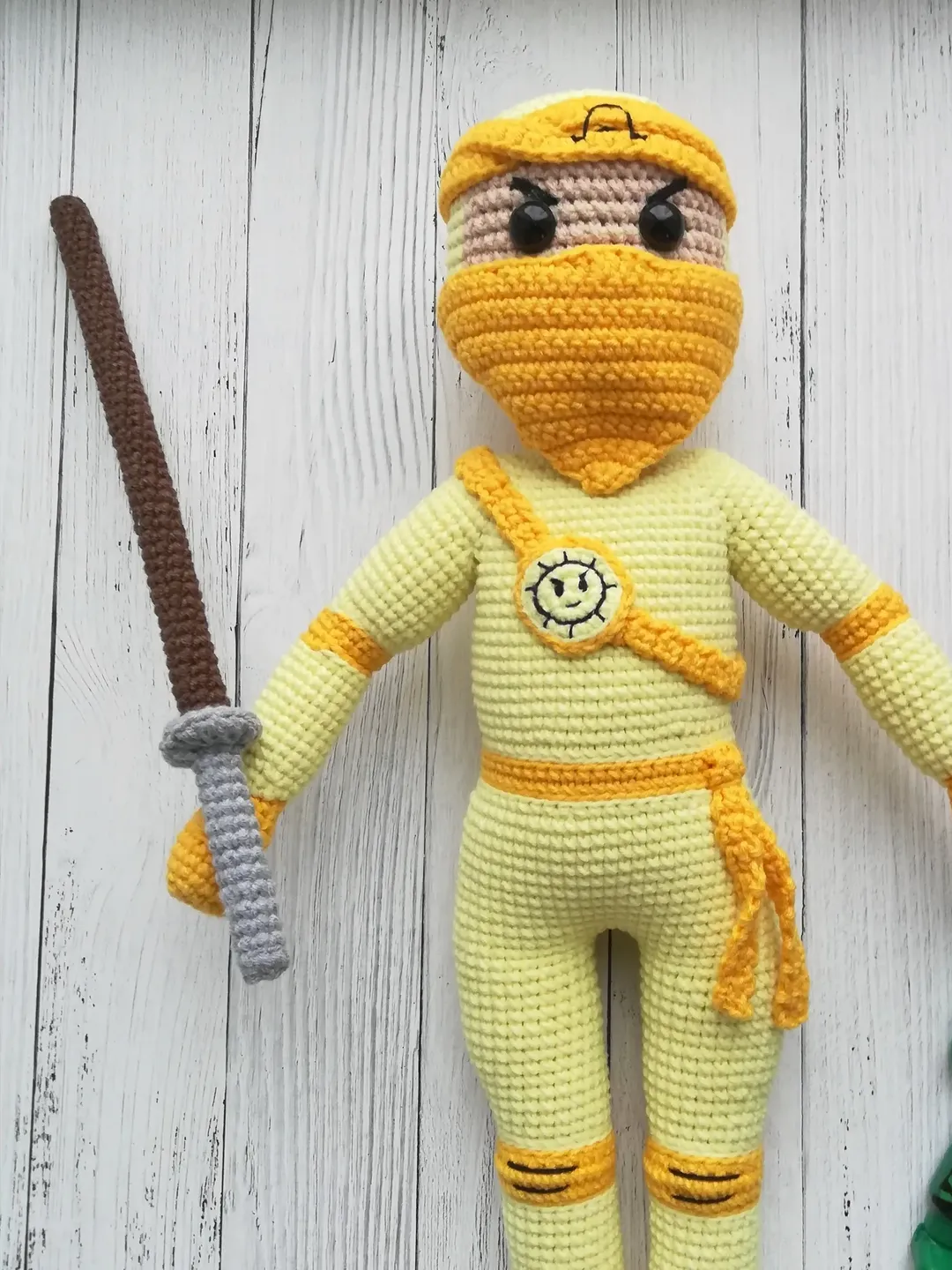 Crochet NINJA doll pattern, amigurumi toy dressed as ninja, digital PDF tutorial by CrochetToysForKids