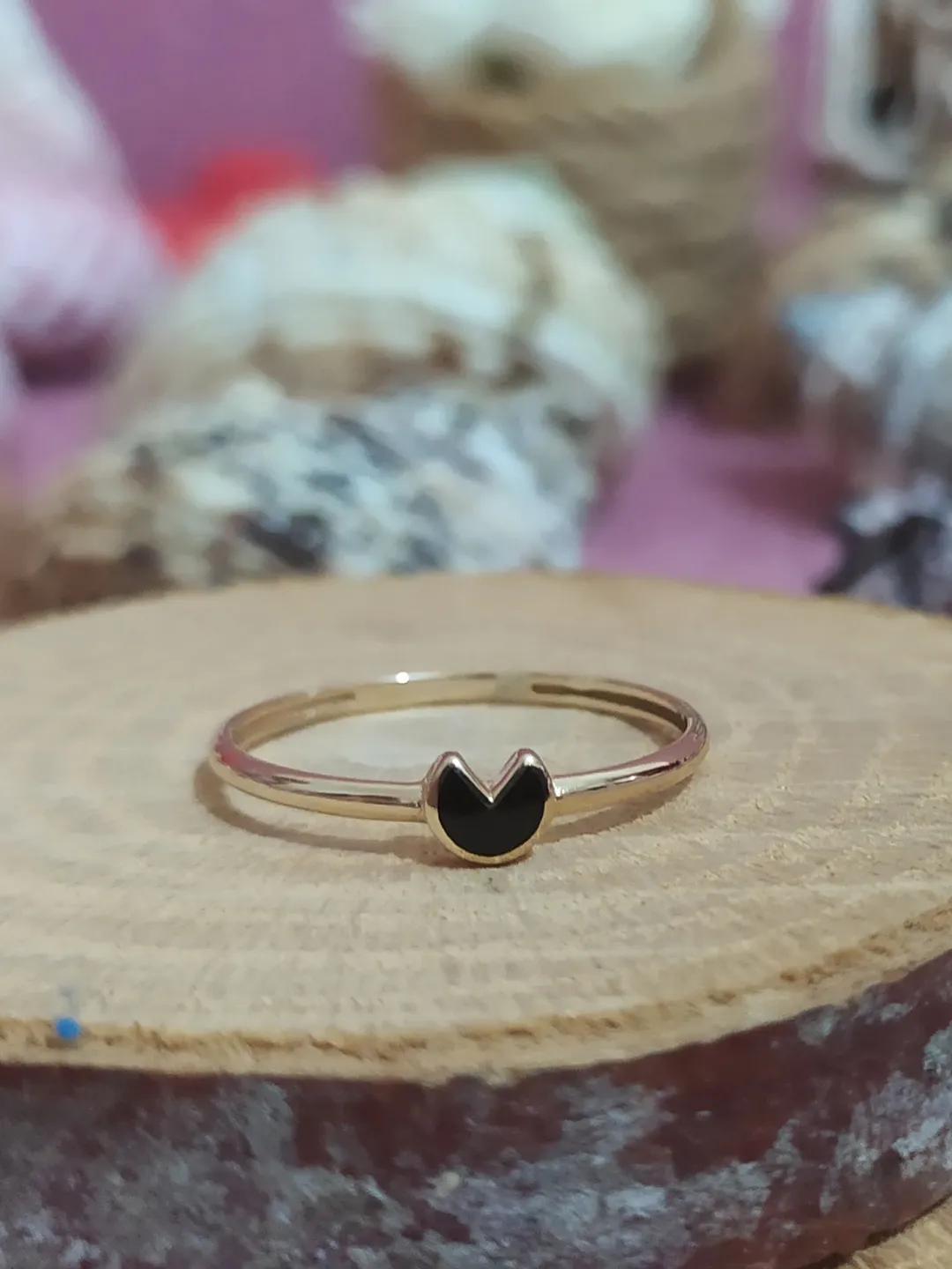 14K Gold Stackable Amulette Ring for Women, Minimalistic, Stylish, Trendy, Gift for Her, Anniversary, Valentines,Half Eternity,