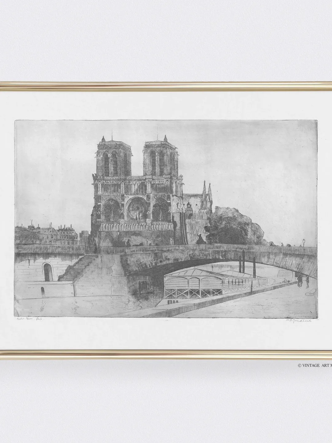 Notre Dame Paris Muted Vintage Print, French Architecture Sketch, Printable Wall Art, Download | 111