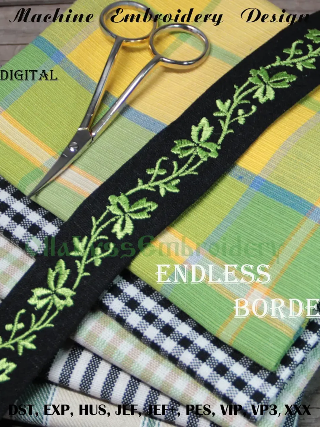 Endless border digital machine embroidery design