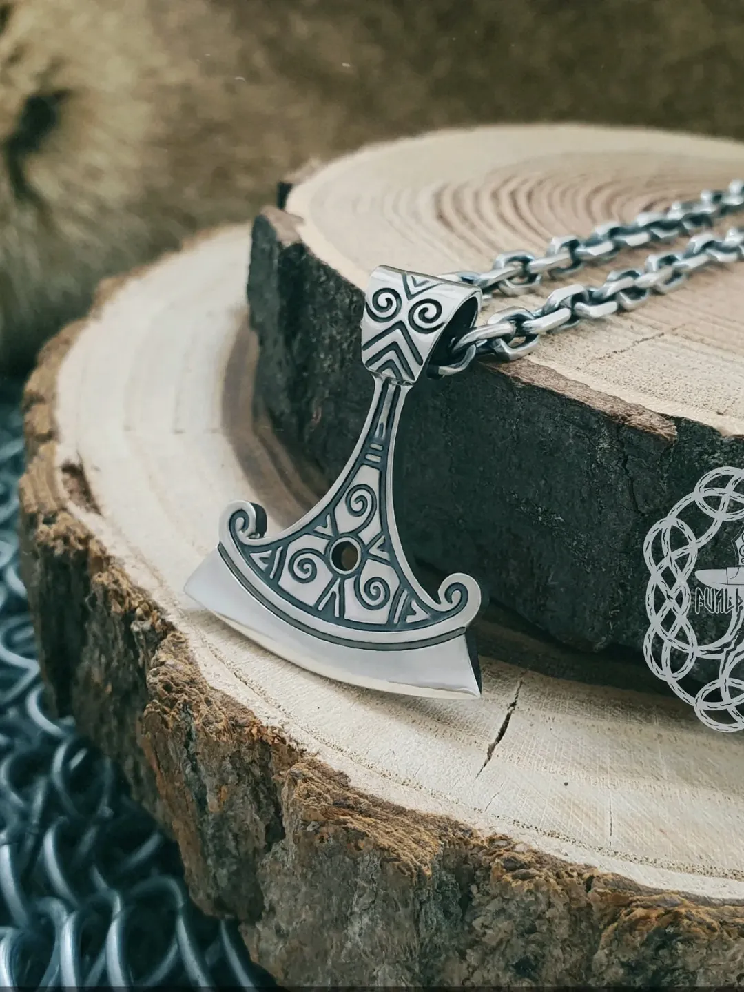 Viking Axe Pendant Sterling Silver Axe Pendant Triskelion Symbol Viking ...
