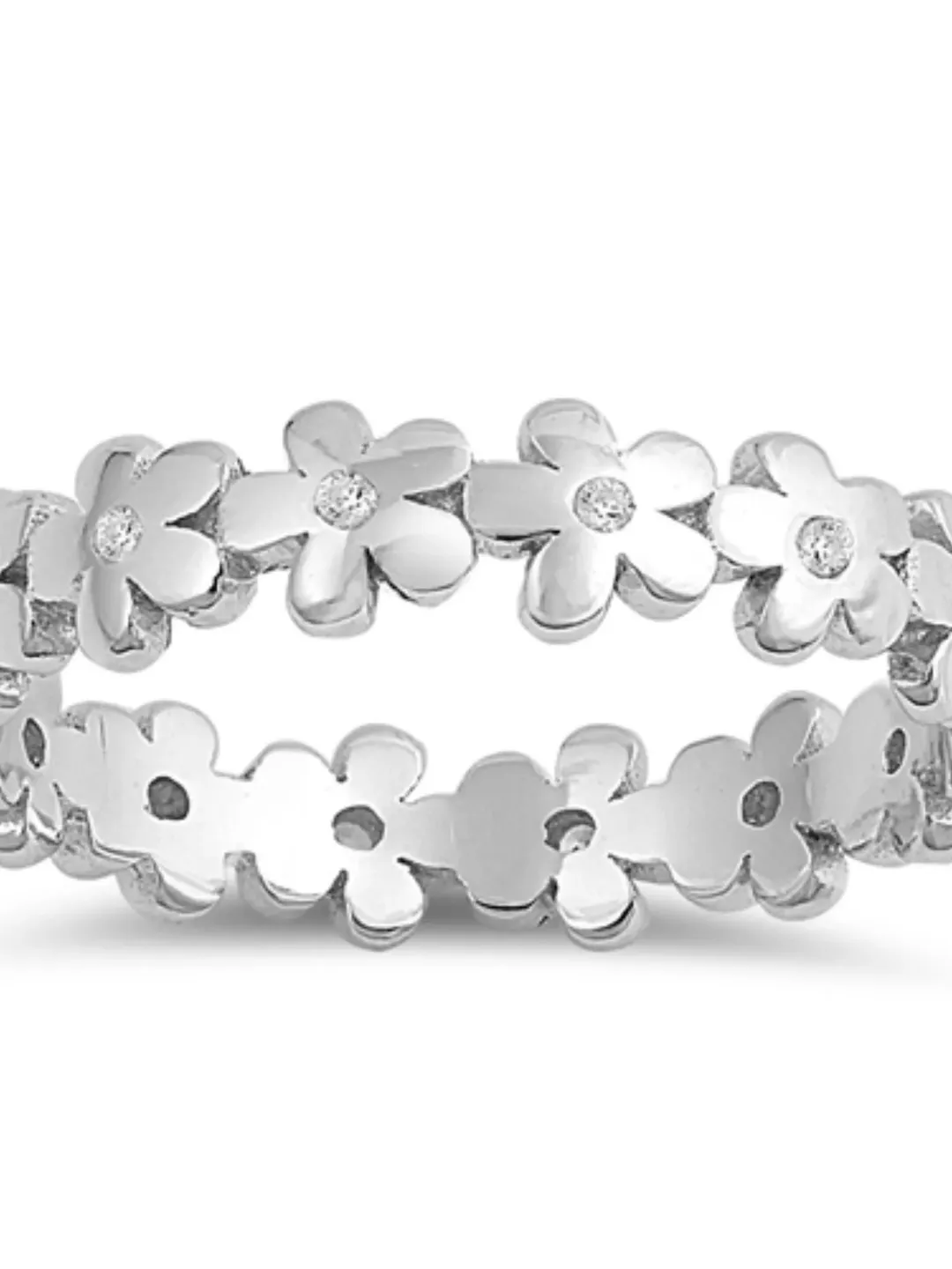 Toe Ring · Flower Ring · Sterling Silver Eternity Ring · Clear Cz Crystal Flower toe Ring · April Birthstone · Eternity toe ring