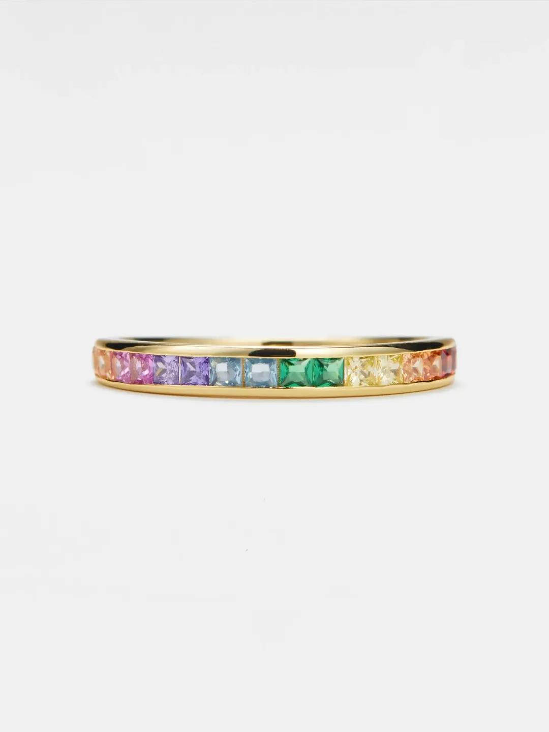 PERIMADE Rainbow LGBTQ Pride Ring • Sterling Silver Stackable Band • Gold Bridesmaid Wedding Ring • Trendy LGBT Best Friend Gift