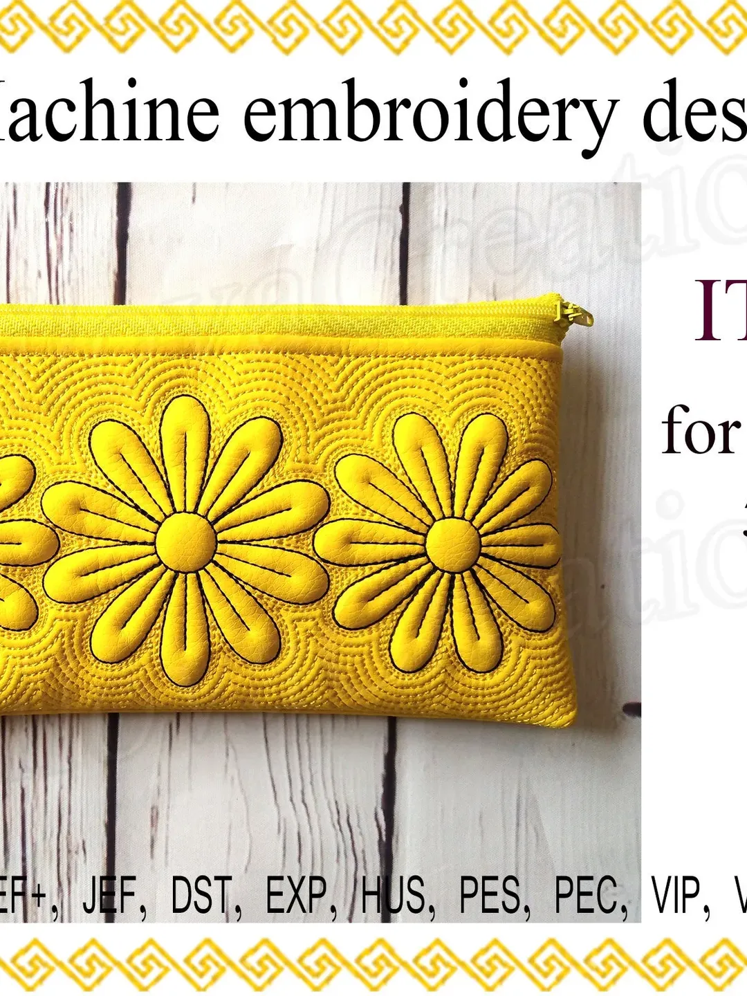Embroidery designs Cosmetic bag flowers zipper bag travel pencil case ITH zippered bag Machine Embroidery Design File Instant Download