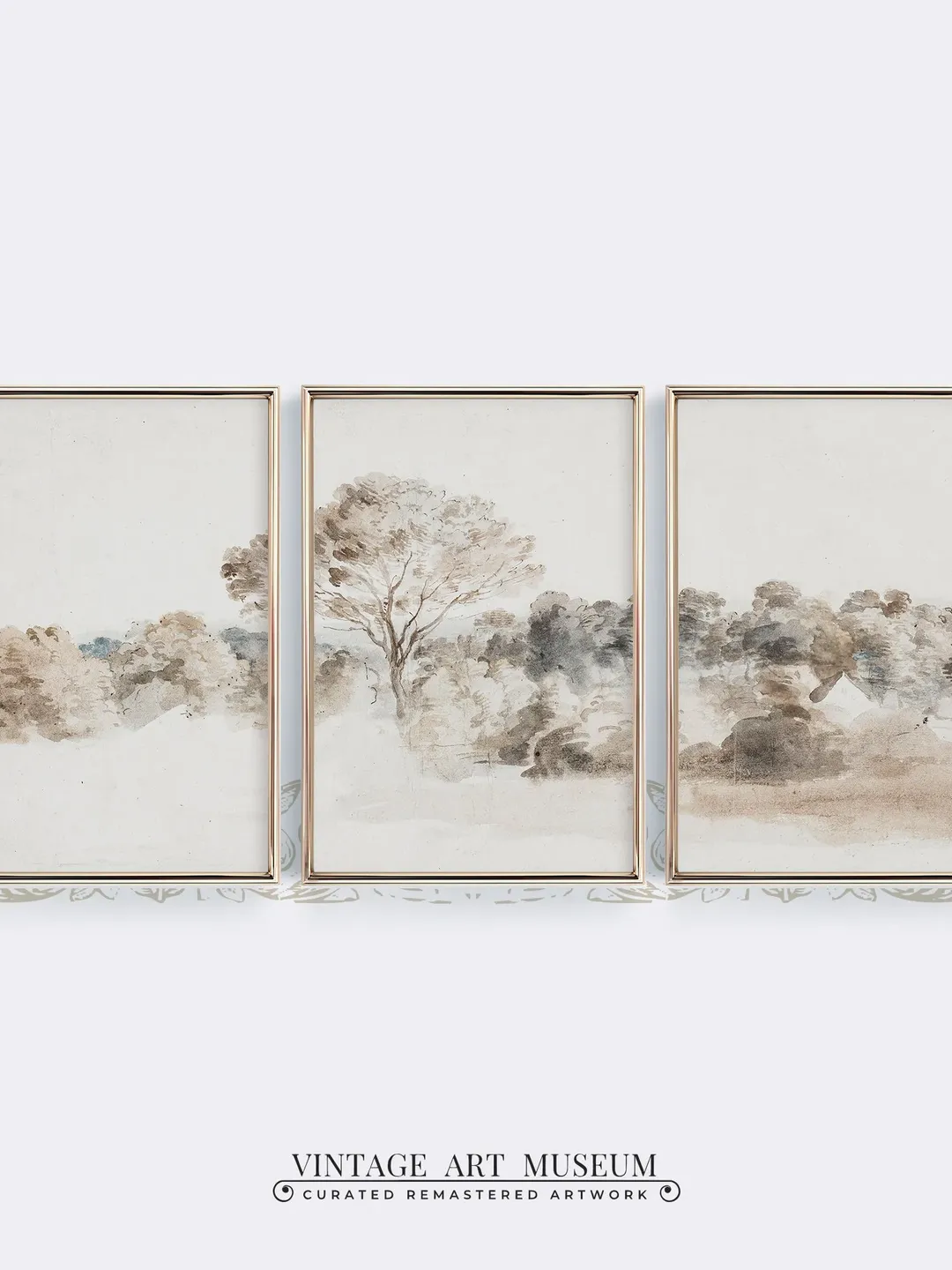 Triptych Wall Art Vintage Landscape, Antique Painting Set of 3 Prints, Downloadable PRINTABLE Decor | 147 S3