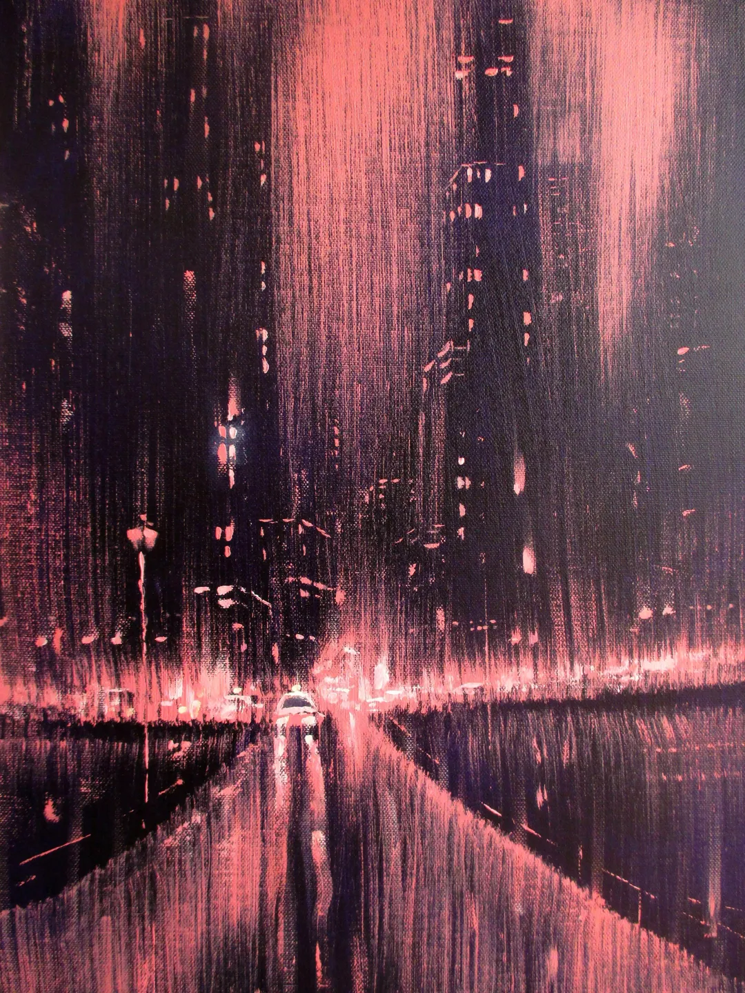 ORIGINAL OIL PAINTING on Canvas, Modern Vaporwave Synthwave City Original Art by "Walperion Paintings"