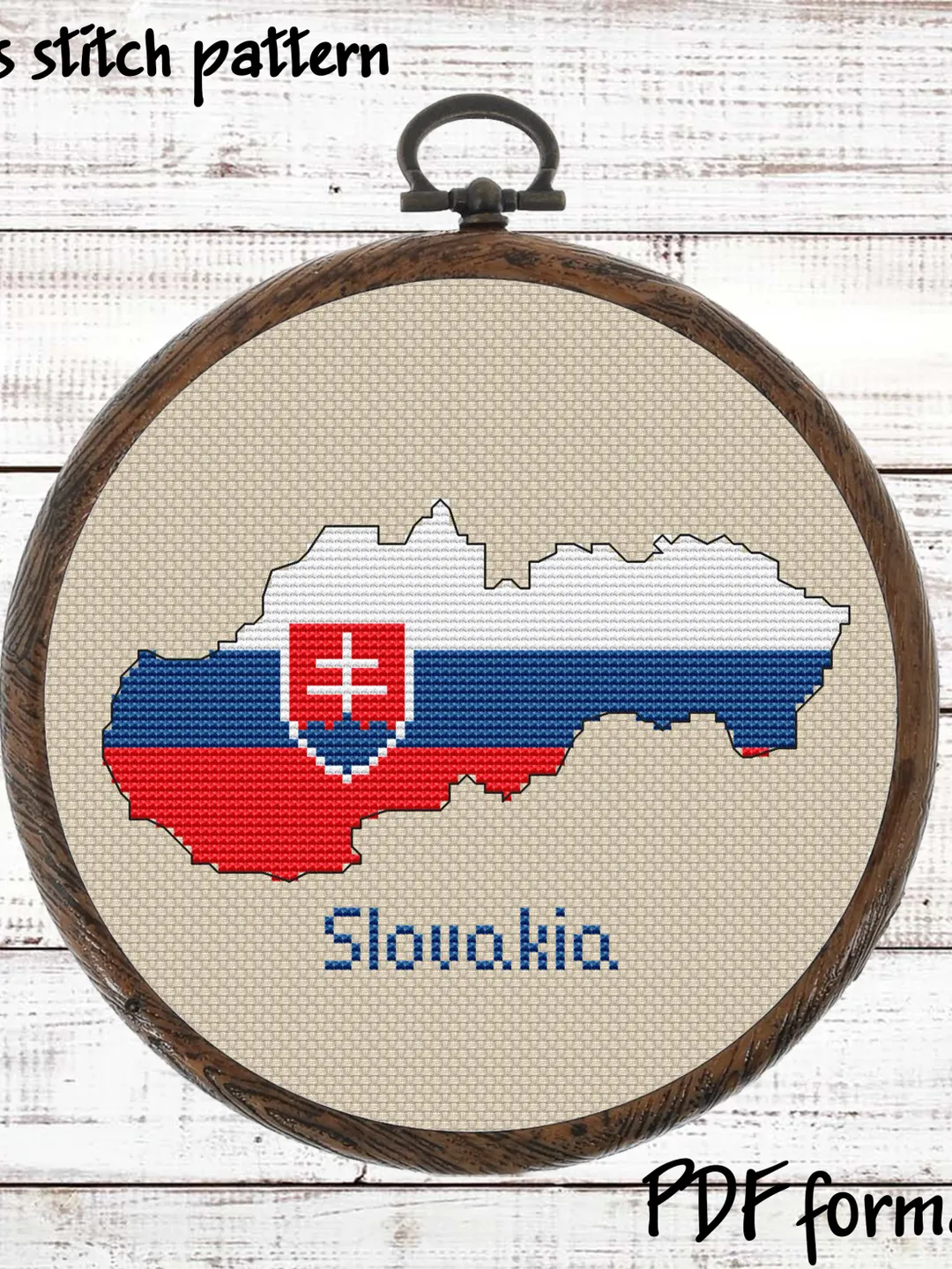 Slovakia Map Cross Stitch pattern modern, Slovak Flag Xstitch chart PDF