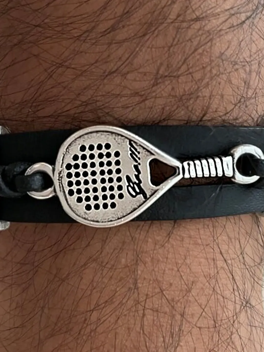 Tennis Racket Bracelet, Men Women Padel Tennis Player, Sports Jewelry Bracelet Leather Cuff, Sports Player Gift, Beaded Paddle Racquet Gift