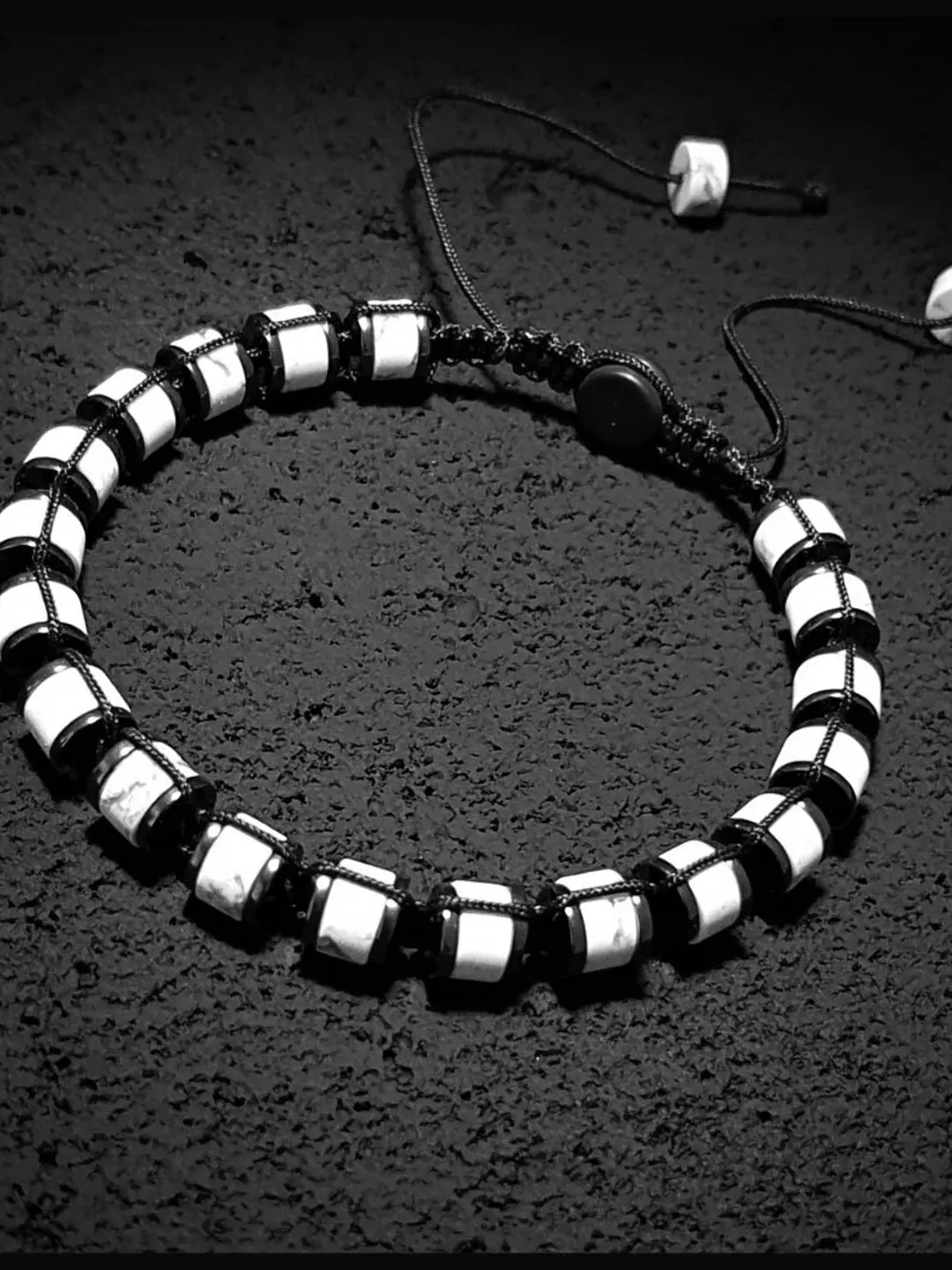 White Howlite Macrame Bracelet with Hematite Beads, White Howlite Beaded Jewelry, Natural Gemstone Christmas Macrame Gifts for Men, Women