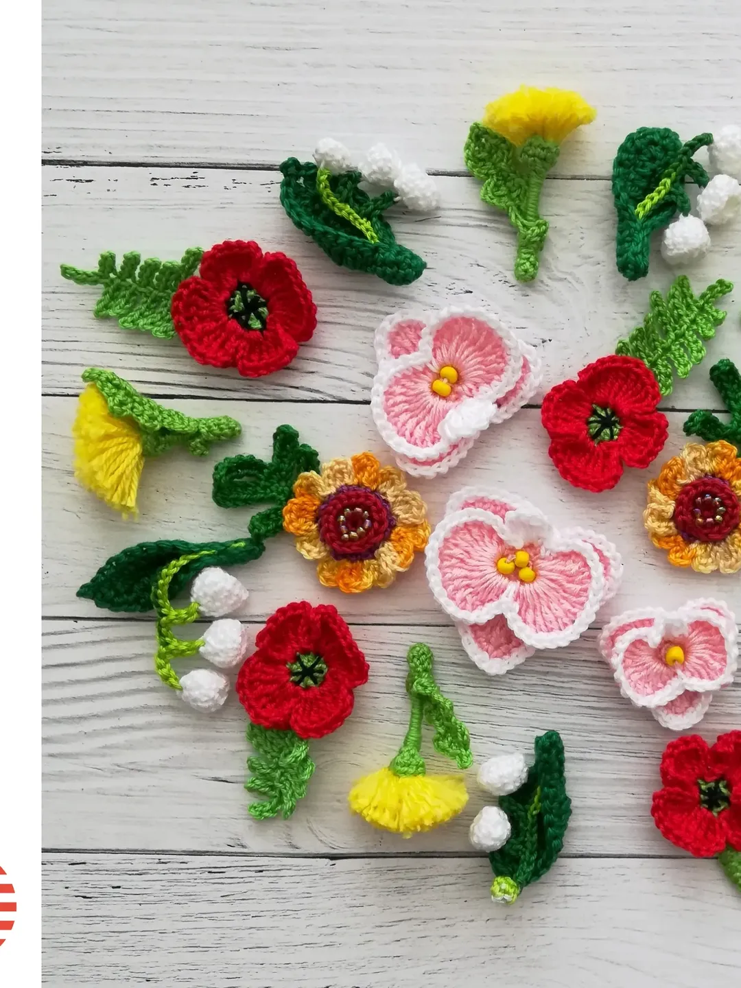 Crochet mini flowers pattern, amigurumi tiny plants, 5 in 1 PDF by CrochetToysForKids