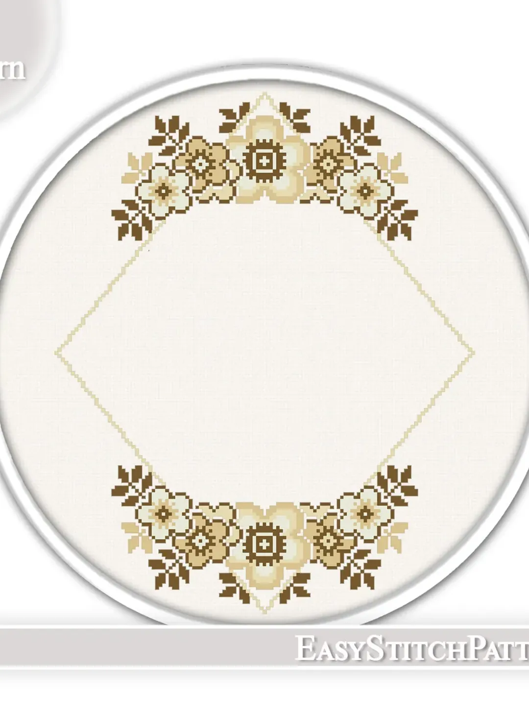 Floral Wreath cross stitch pattern. Flower frame cross stitch. Nature cross stitch.