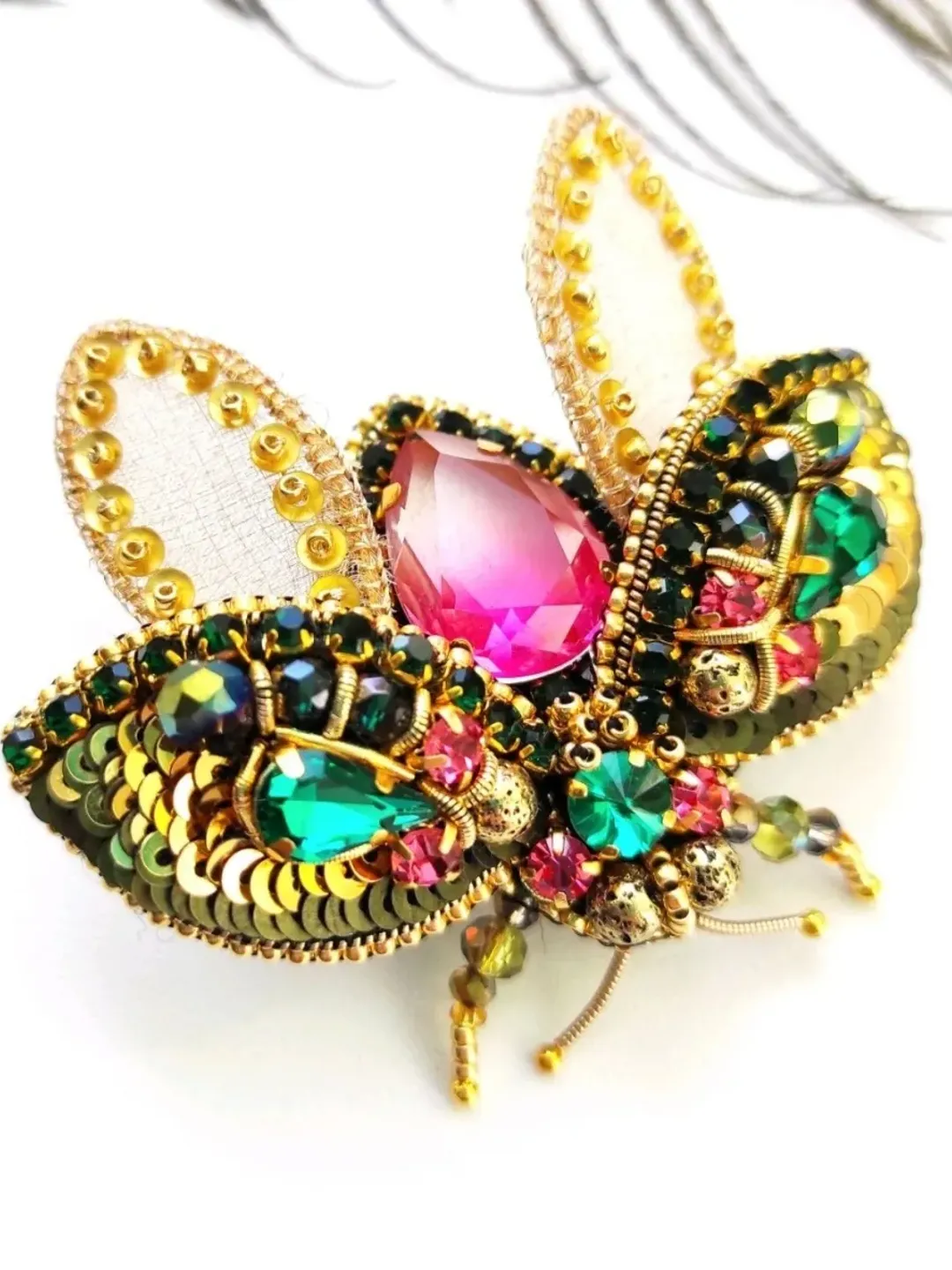 Beaded insect brooch, insect pin, mooth brooch, butterfly brooch, bug pin, bee brooch, bug brooch, insects, madam toto