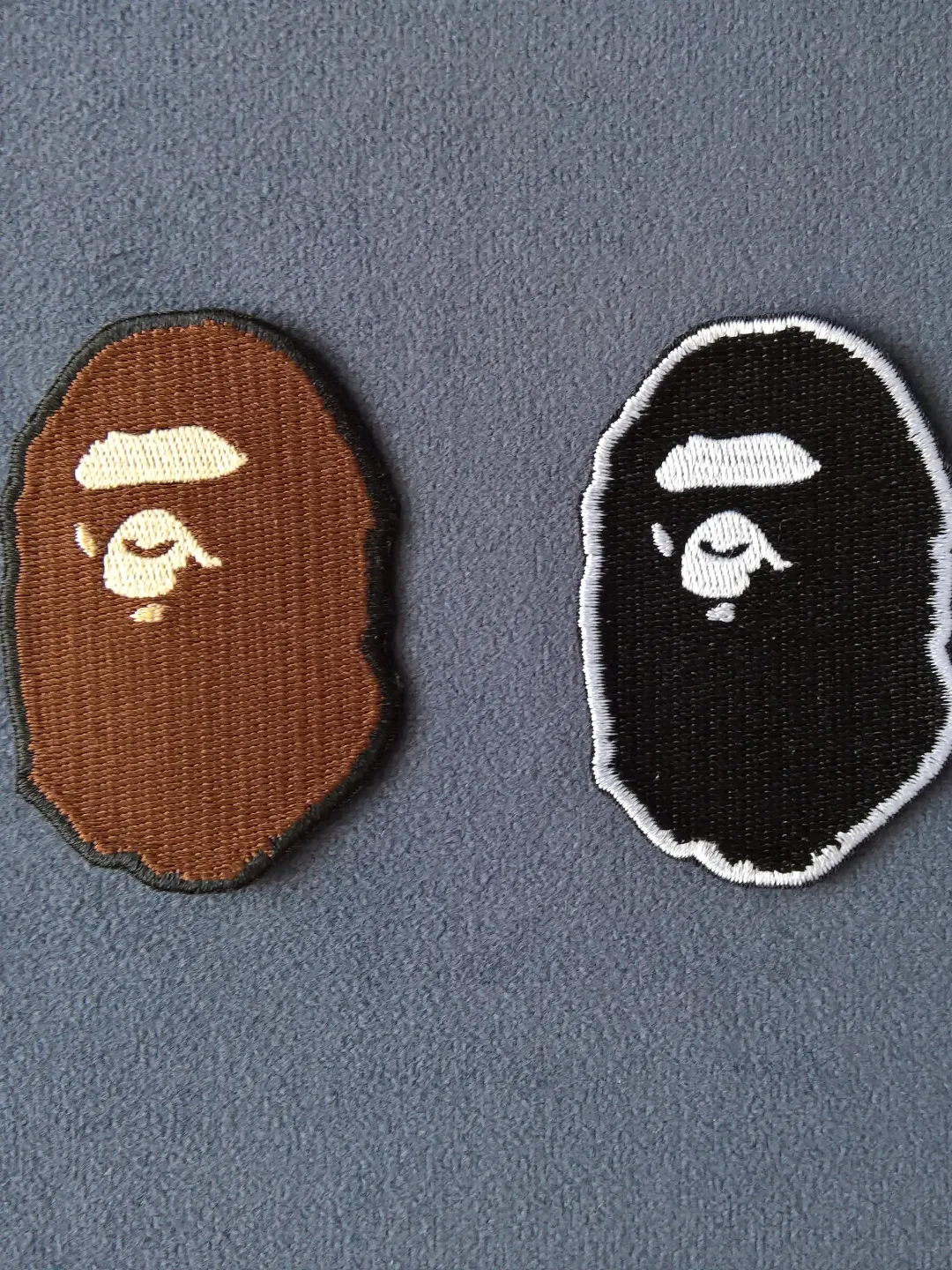 Bape Ape Head Sew on Patch Bathing ape Fully embroidered patch brown and black