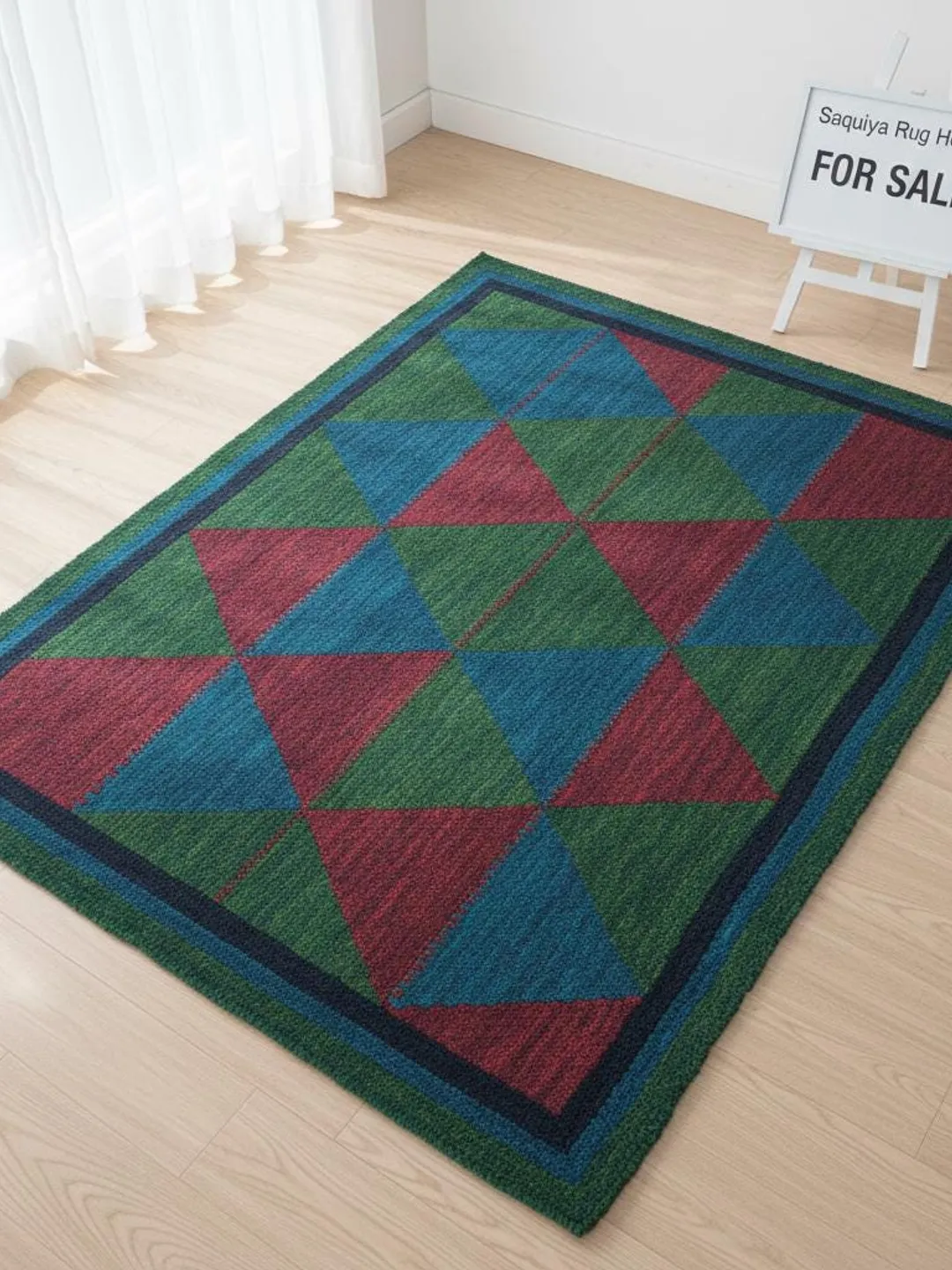 Textile Rugs Geometric Wool Rug | Hand-Tufted Triangle Design, Modern Decor