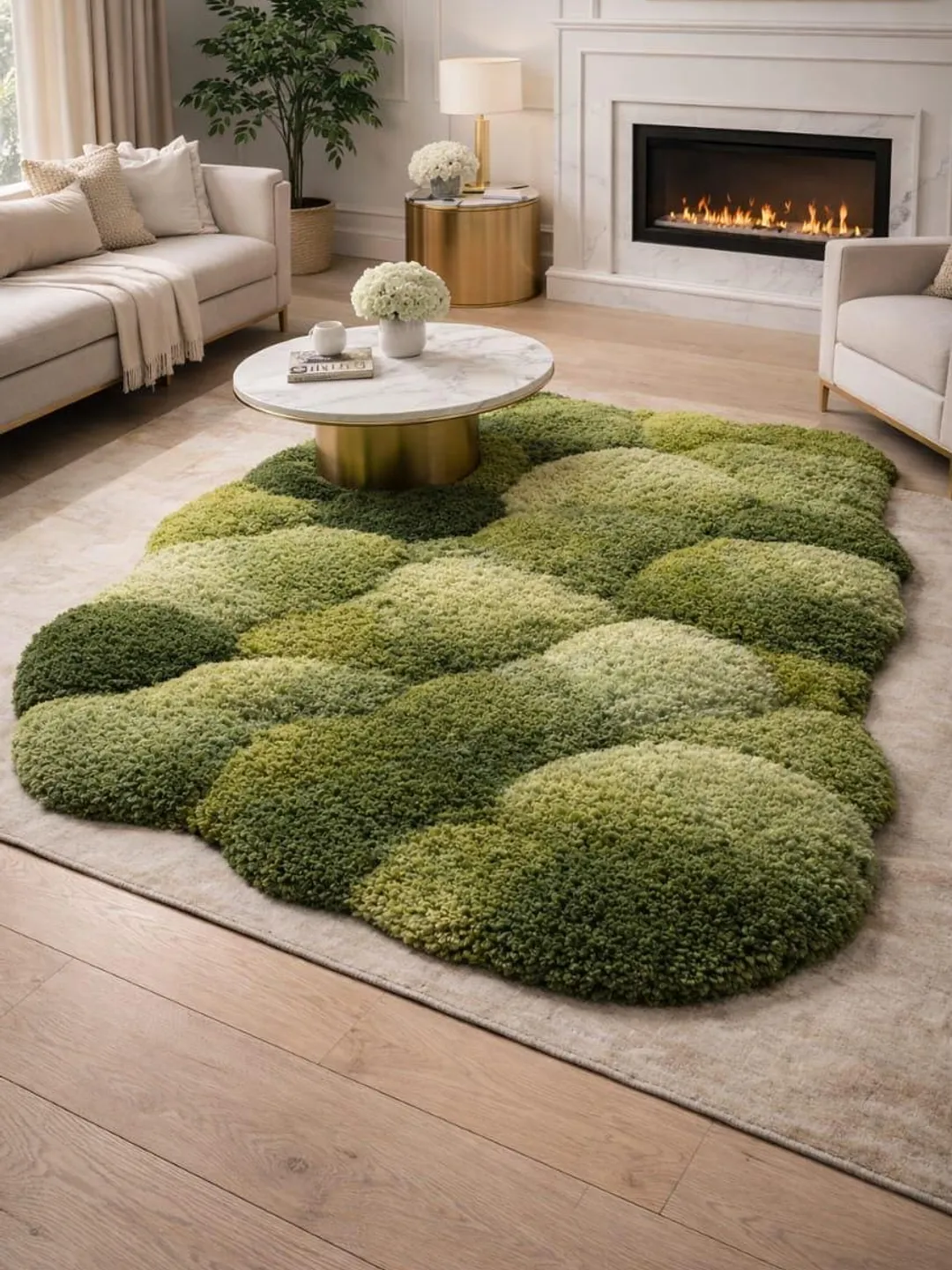Green Moss Area Rug | Soft 3D Grass Texture Carpet for Living Room ...