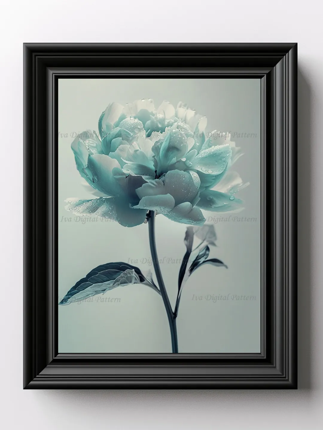 Digital Blue Flower Peony Art Print Abstractionism  , Modern Wall Art Decor, Digital Prints, Instant Download AI