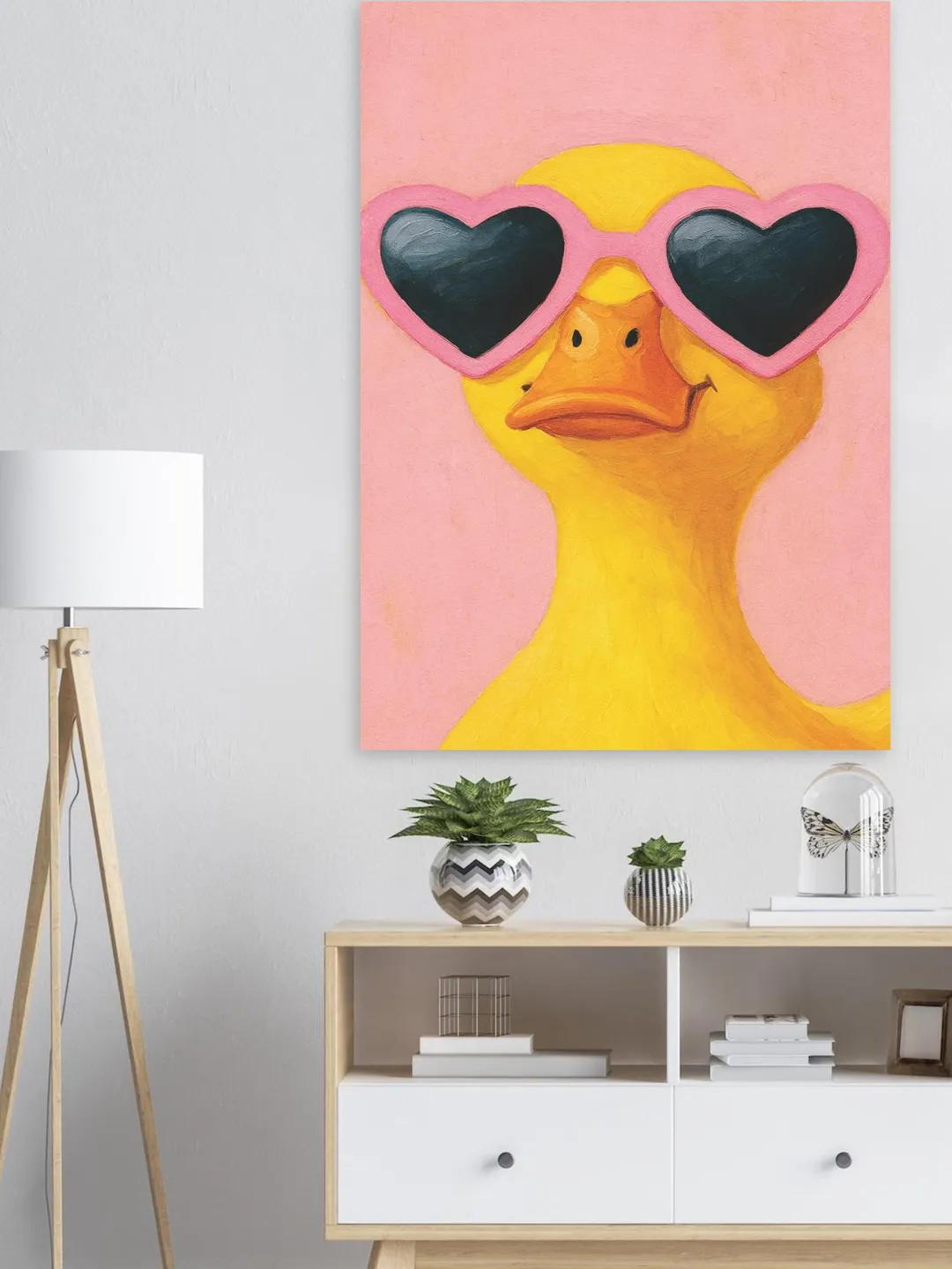【お洒落】アヒル アートパネル DEAL WITH IT サングラス ポップ Duck Pop Art Poster, Cute Animal with Heart Sunglasses