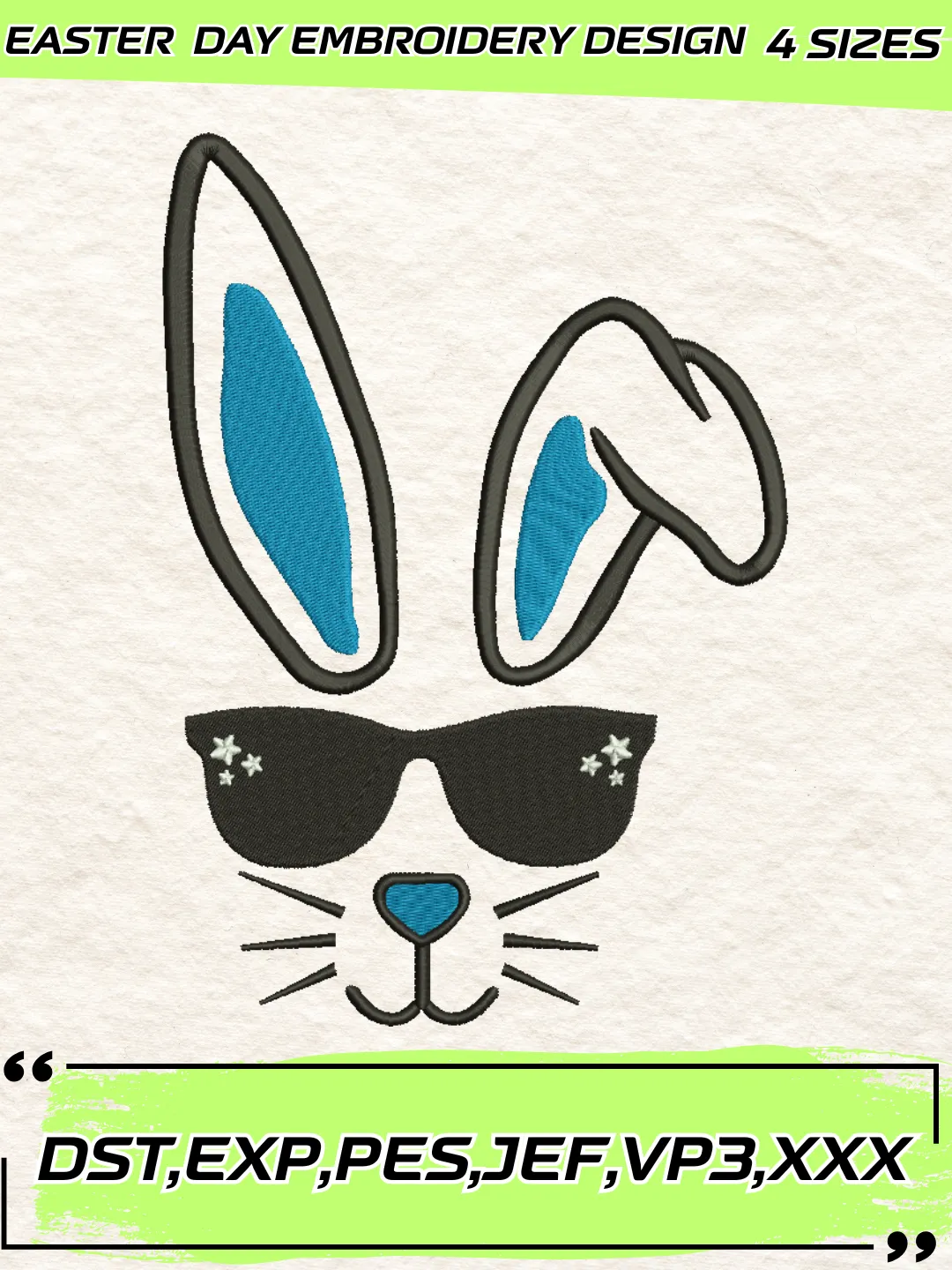 Bunny Face Easter Embroidery Design,Easter Day Embroidery Design,Machine Embroidery Design File,4 Sizes, Digital Download_PS28