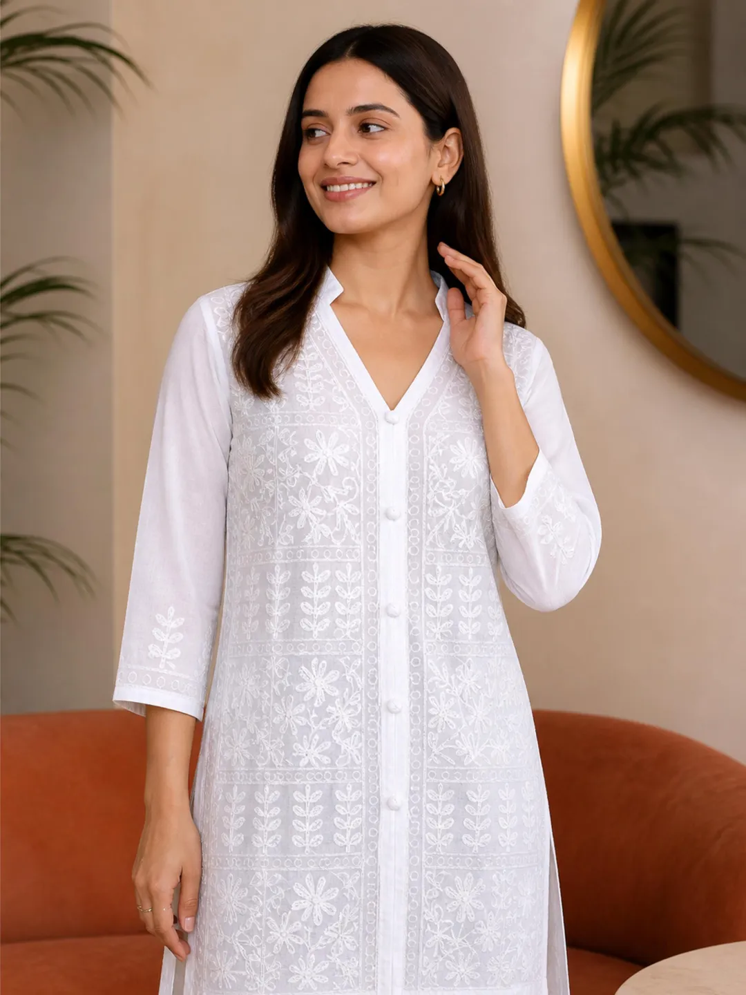 cotton chikankari dress for women Chikankari Kurta For Women Online Okhaistore
