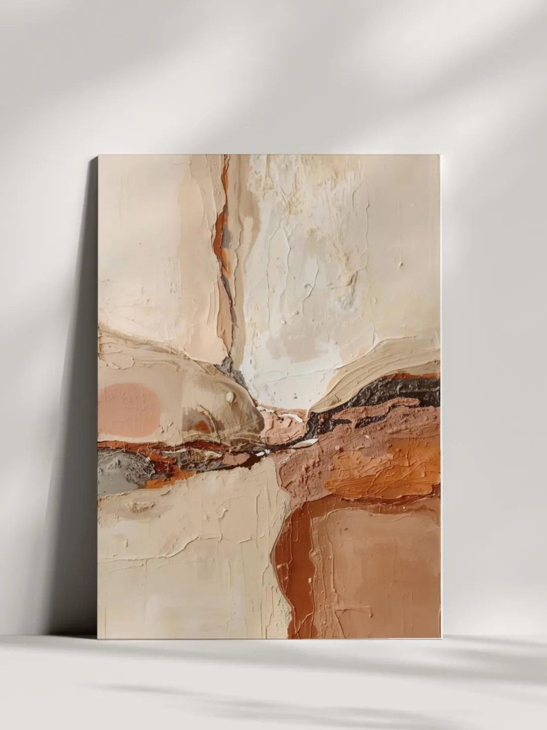 Neutral Abstract Japandi Wall Art, Textured Beige Brown Painting ...