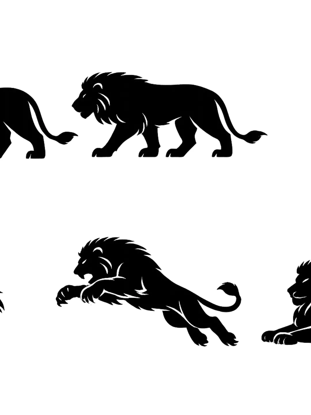 Lion SVG Bundle, King Lion Silhouette Clipart, Roaring Lion Head Vector, Prowling Lion Cut Files for Cricut, Animal Digital Download Art