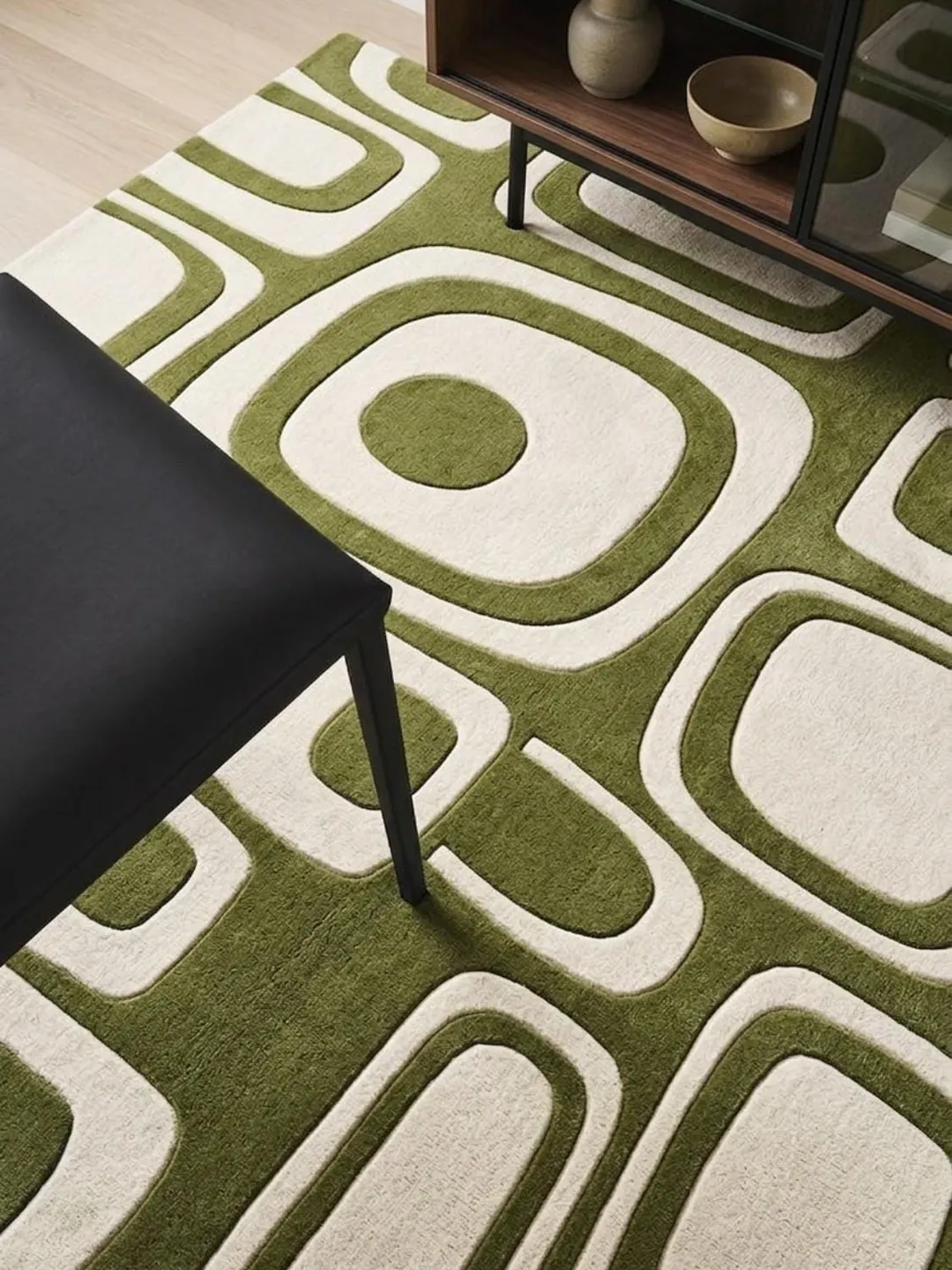Abstract Modern Hand Tufted Wool Rug – Color Block Geometric Area Rug