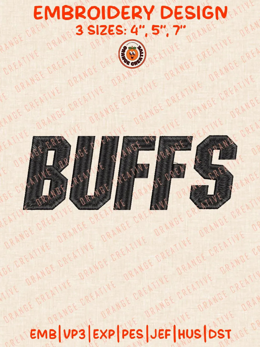 NCAA Buffs Embroidery Design, NCAA Colorado Buffaloes Team Logo Embroidery Design, Machine Embroidery Design File, 4 Sizes, Custom Size, Digital Download