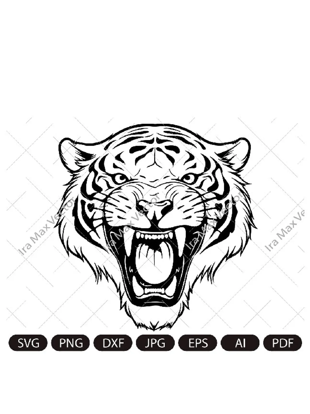 Angry tiger roaring face outline clipart PNG SVG, cut file, sublimation or  vinyl for shirt mug sign, image size:1080x1440