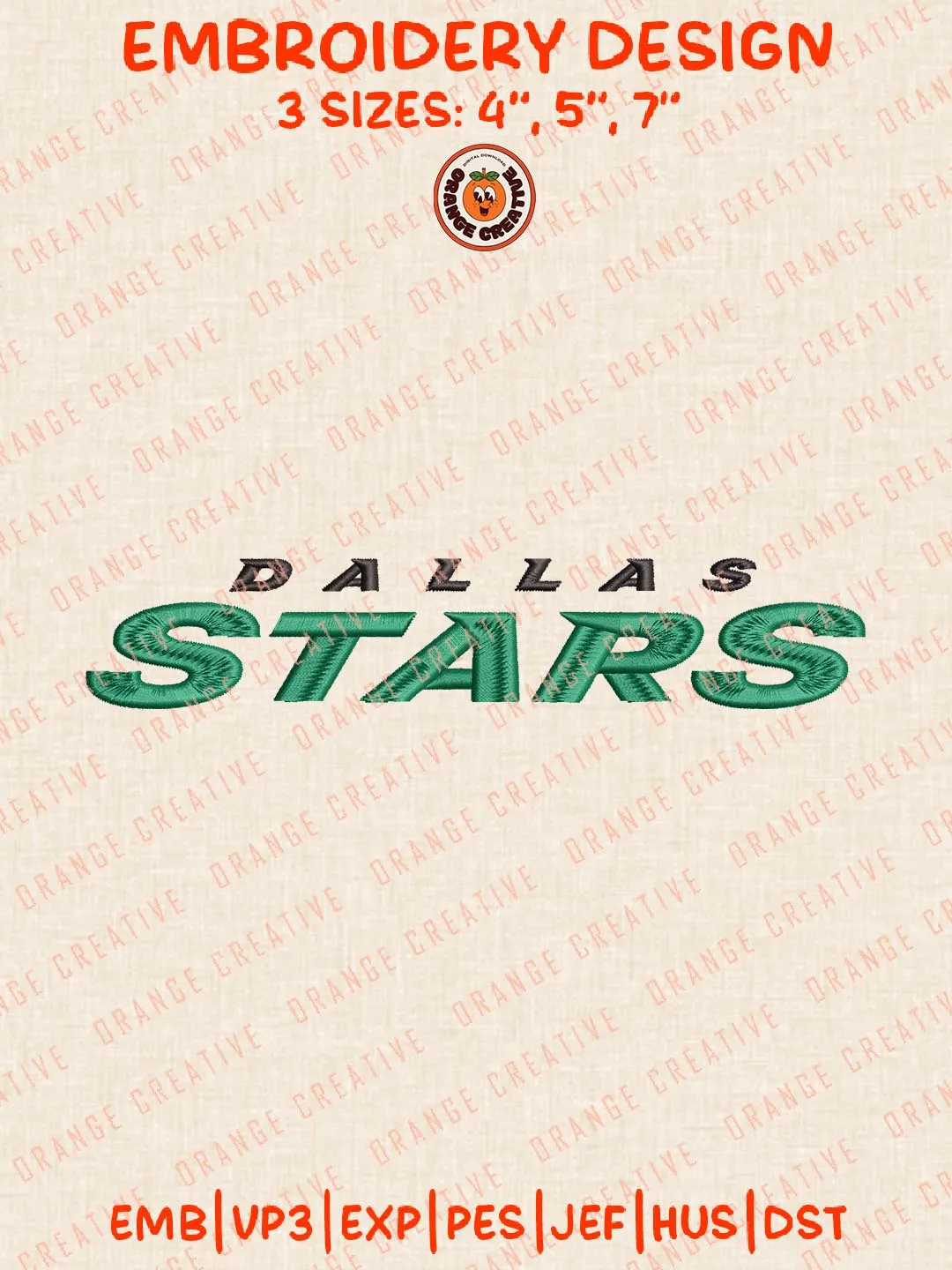 Dallas Stars Text Logos Embroidery Designs, NHL Team Logo Embroidery Files, Machine Embroidery Design File, 4 Sizes, Custom Size, Digital Download