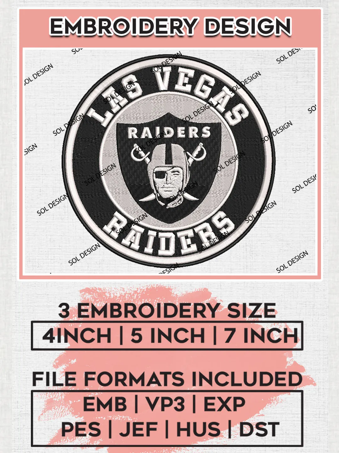 Las Vegas Raiders Circle Logo Embroidery Designs, NFL Raiders Embroidery Designs, NFL Embroidery Designs, NFL Las Vegas Raiders Machine Embroidery Design, Digital Download