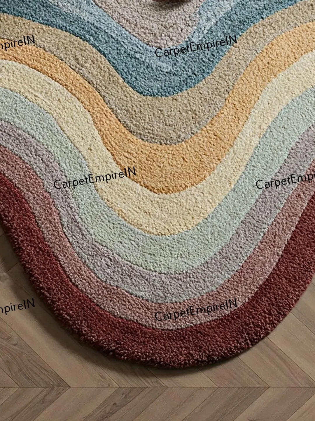 layered rug, Wavy Multicolor Area Rug, Modern Layered Carpet, Living ...
