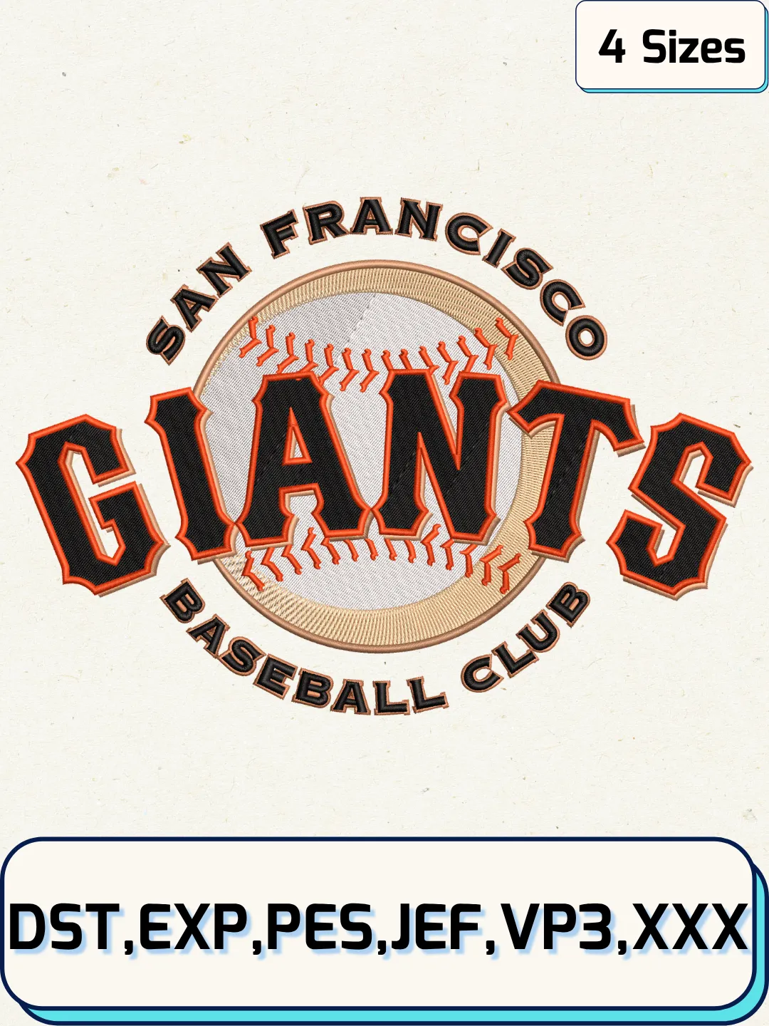 Giants Baseball Embroidery Design – Machine Embroidery File- 4 Sizes