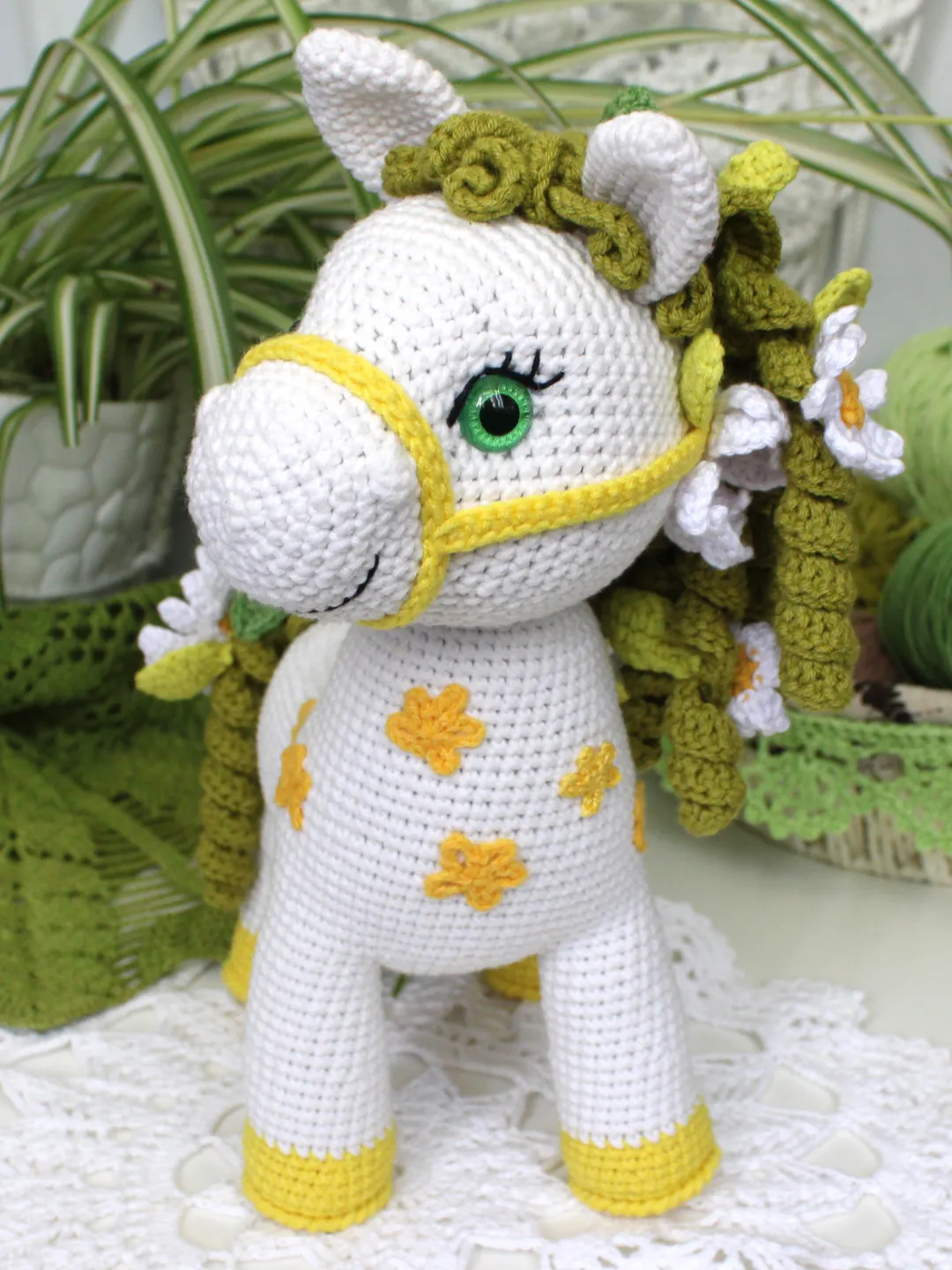 Horse crochet pattern PDF Chamomile horse Flower Horse Stuffed toy Amigurumi animal crochet tutorial