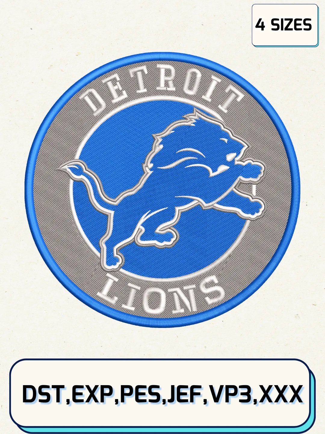 Detroit Lions Helmet Embroidery Designs, NFL Lions, NFL Embroidery