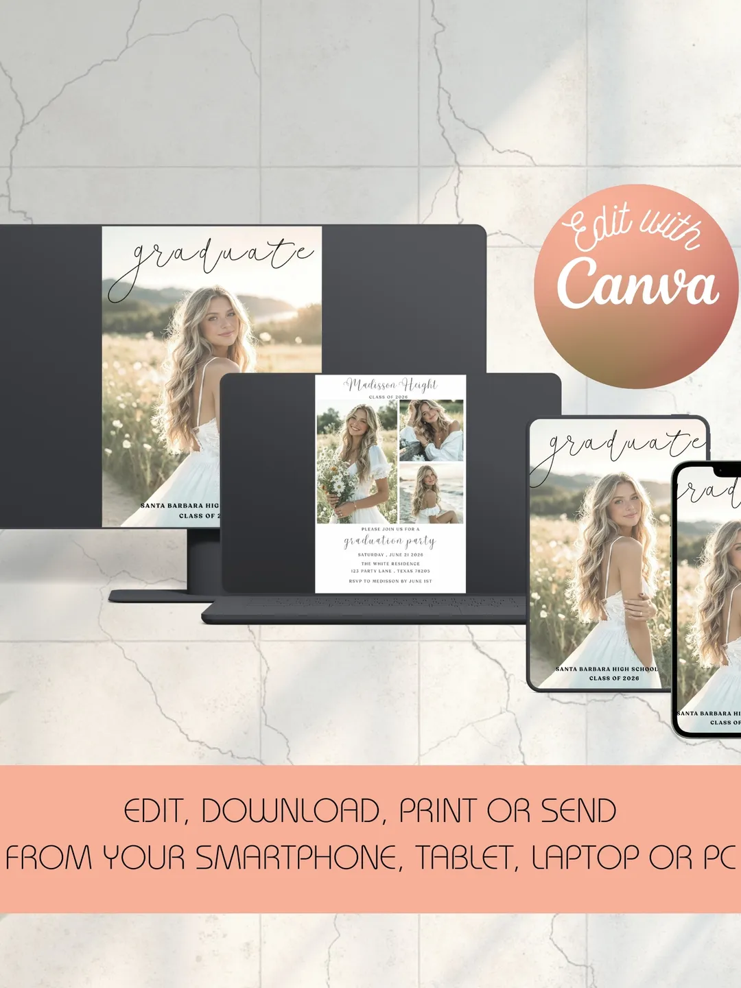 canva grad cards Graduation Announcement Card Canva and Photoshop (1947799)