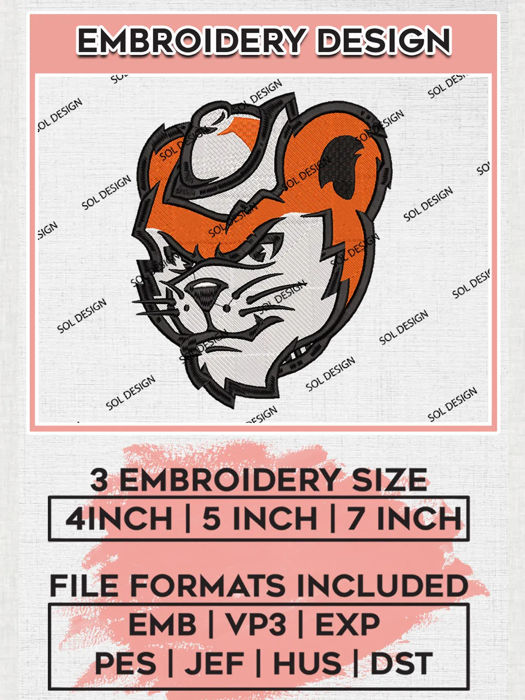 NCAA Sam Houston Bearkats Mascot Logo Embroidery Designs, NCAA Logo Machine Embroidery Files, NCAA Sam Houston Bearkats Logo, NCAA Embroidery Designs, Machine Embroidery Designs, Digital Download