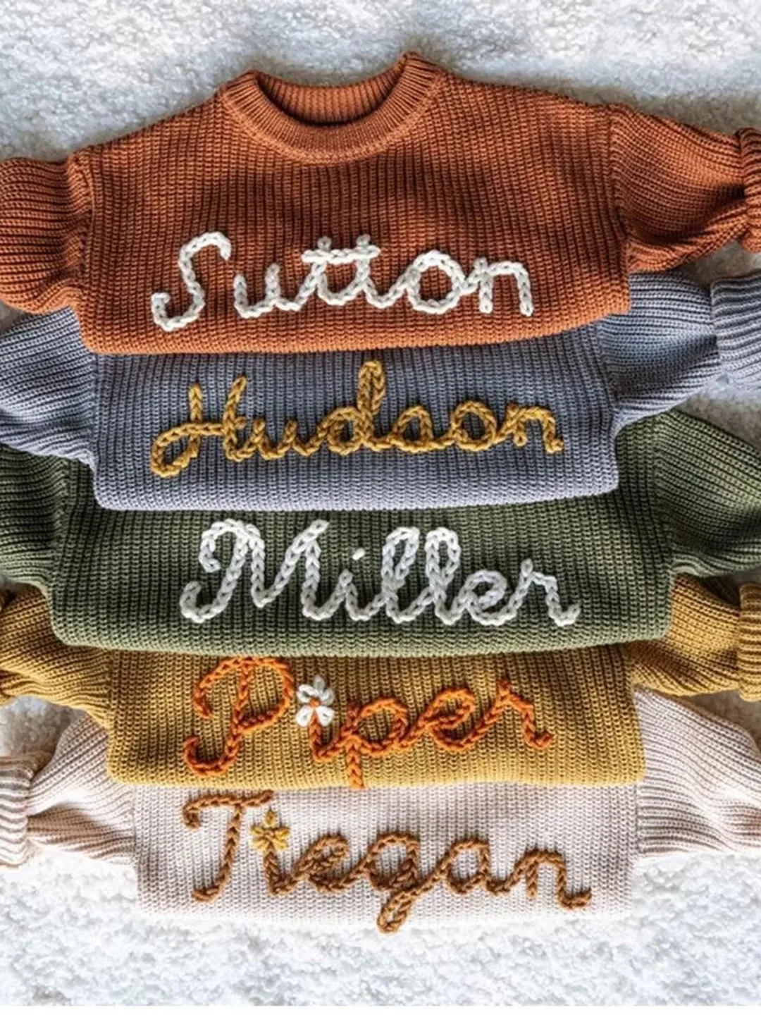 Custom Embroidered Kids Sweater – Personalized Name Knit Cotton Winter Pullover – Baby Toddler Long Sleeve Top – Unique Children Gift