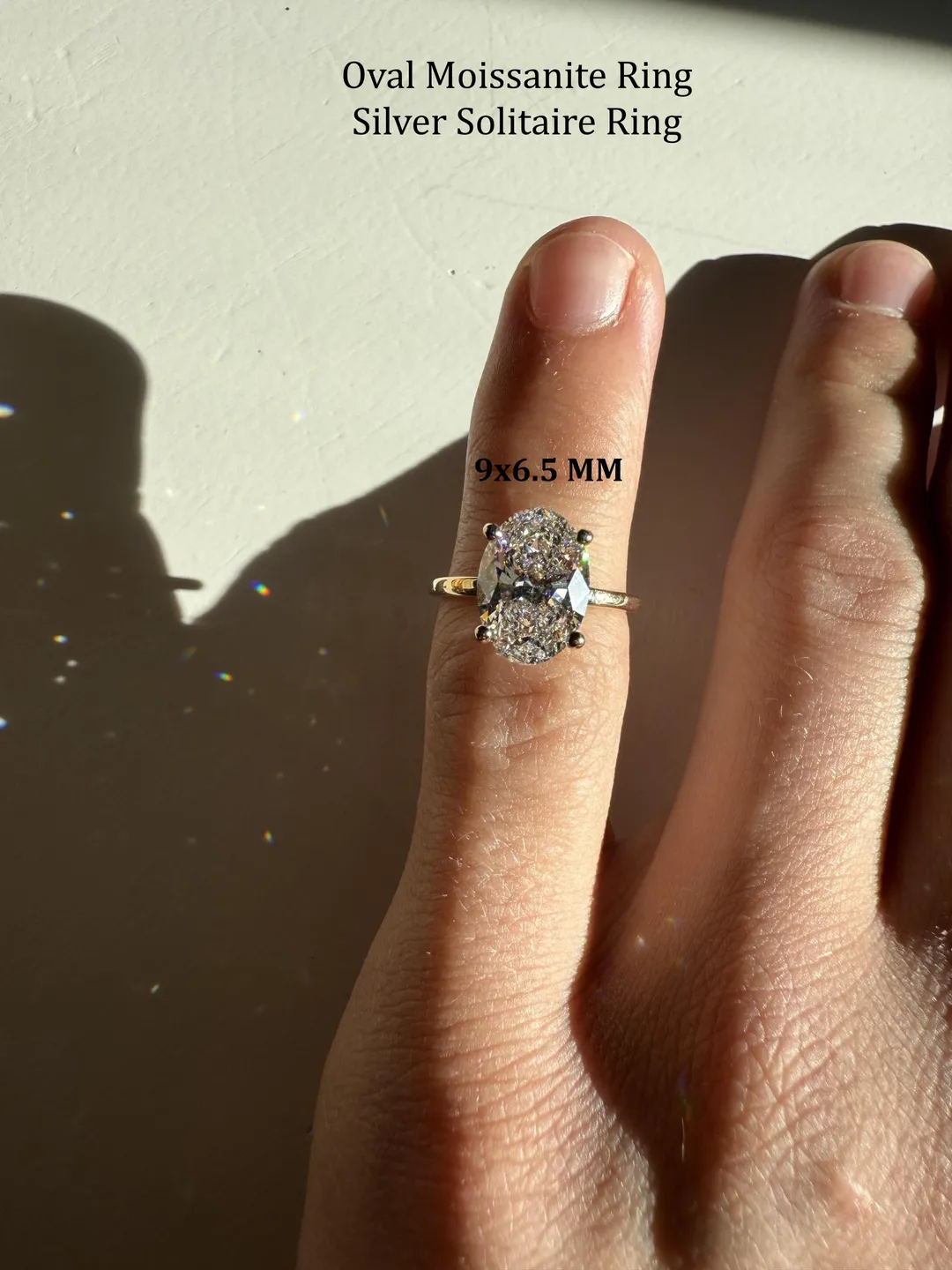 2 CT Oval Moissanite Engagement Ring, Sterling Silver Solitaire, 4 Prong Promise Ring for Her, Dainty Anniversary Gift